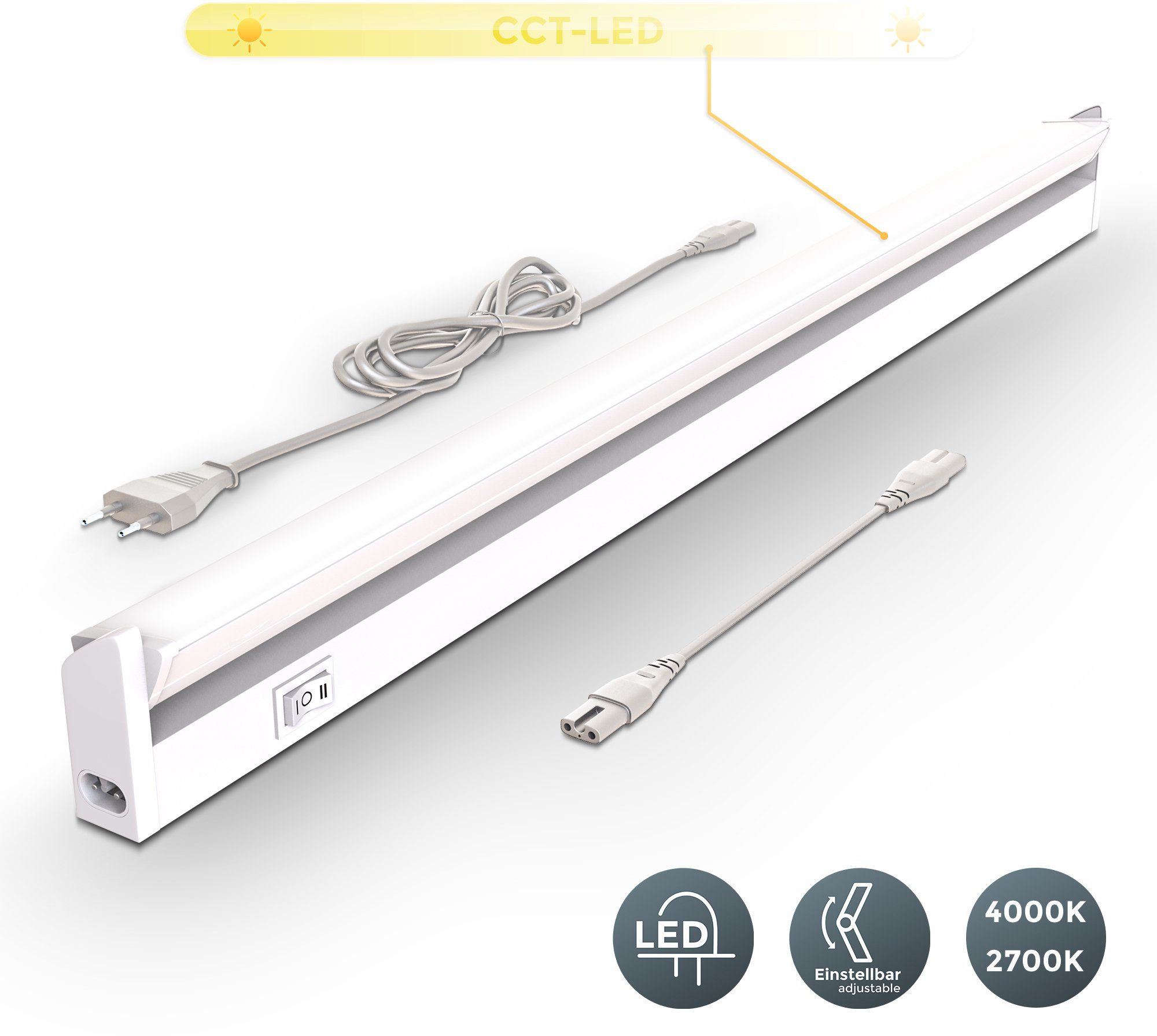 B.K.Licht Lichtstrook Onderkastlamp, 150° draaibaar, kleurtemperatuur instelbaar, wit