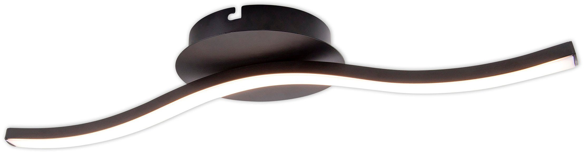 näve Led-plafondlamp Onda Plafondlamp, wandlamp warmwit, L: 45 cm, 6W, zwart-mat, IP20 (1 stuk)