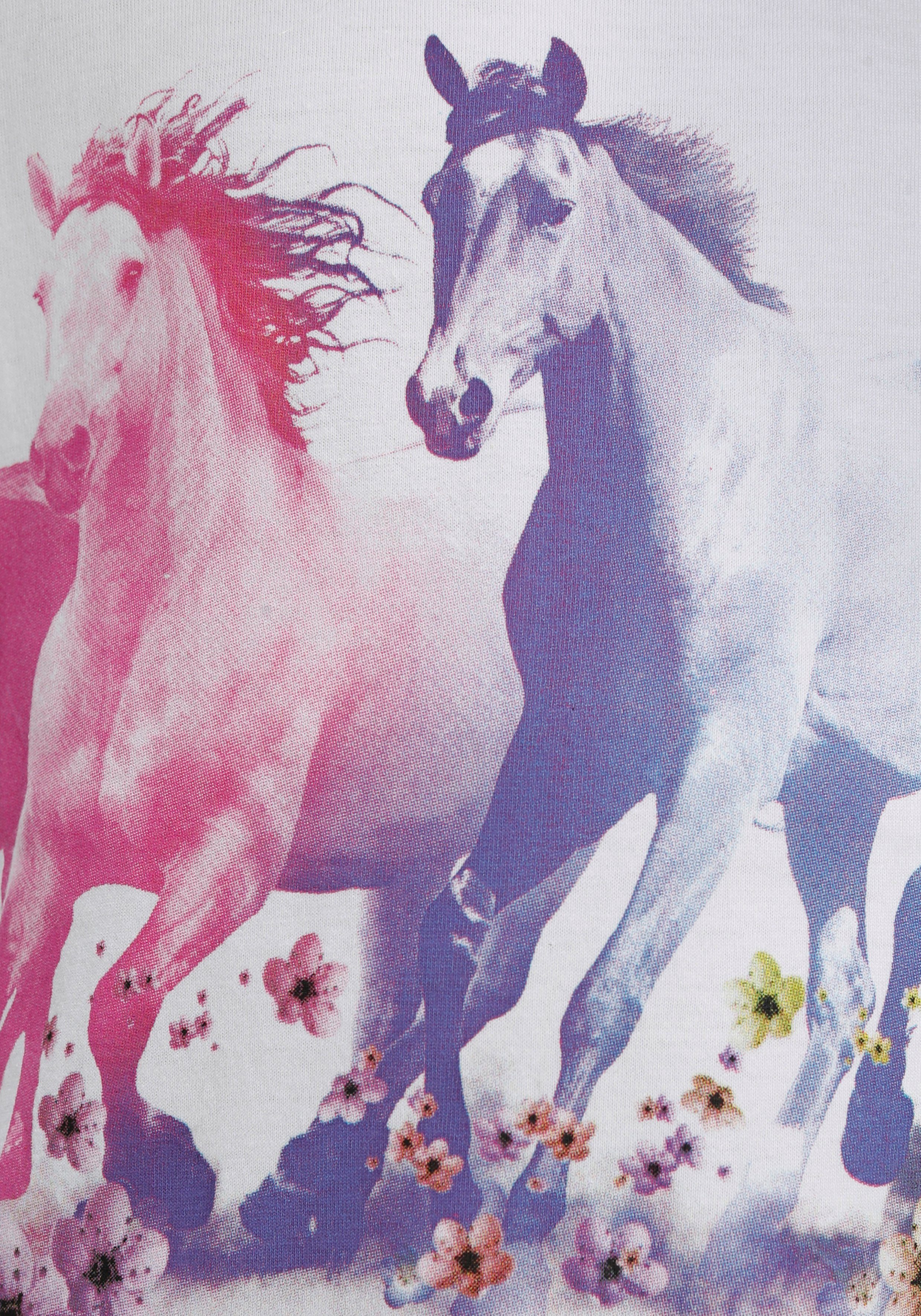 KIDSWORLD T-shirt Paarden Korte mouwen, bedrukt, ronde hals, van katoen