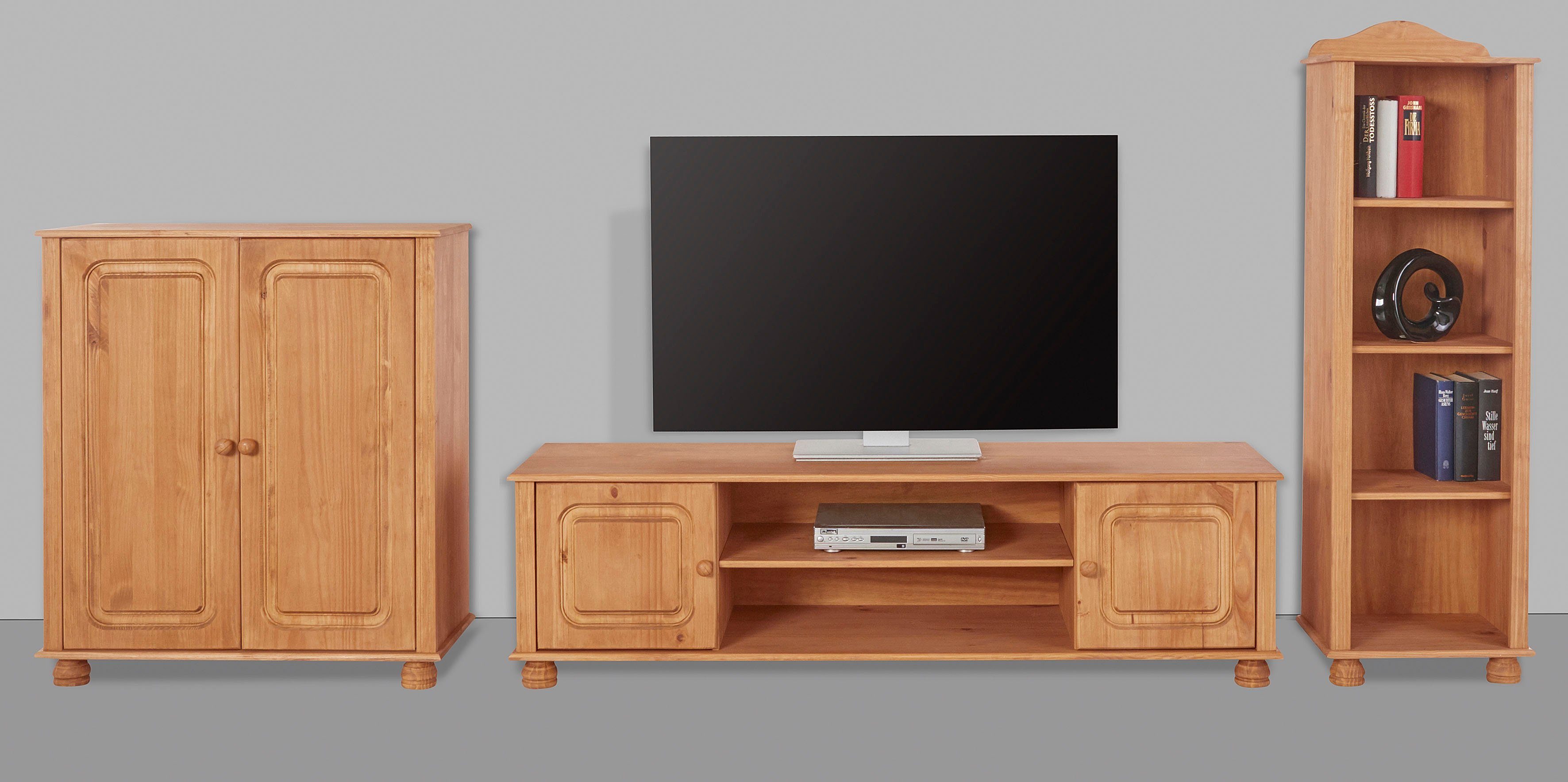 Home affaire Wandmeubel Mette 1 halfhoge kast, 1 boekenkast en 1 tv-meubel zonder wandboard (3-delig)