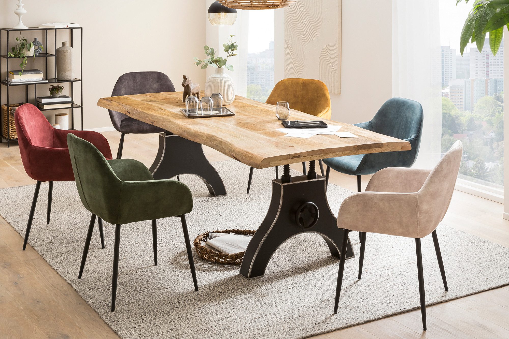 SIT Eettafel Tafelblad met speciaal verwerkt schaaldeel eettafels maat 180 cm x 74 cm x 90 cm beige