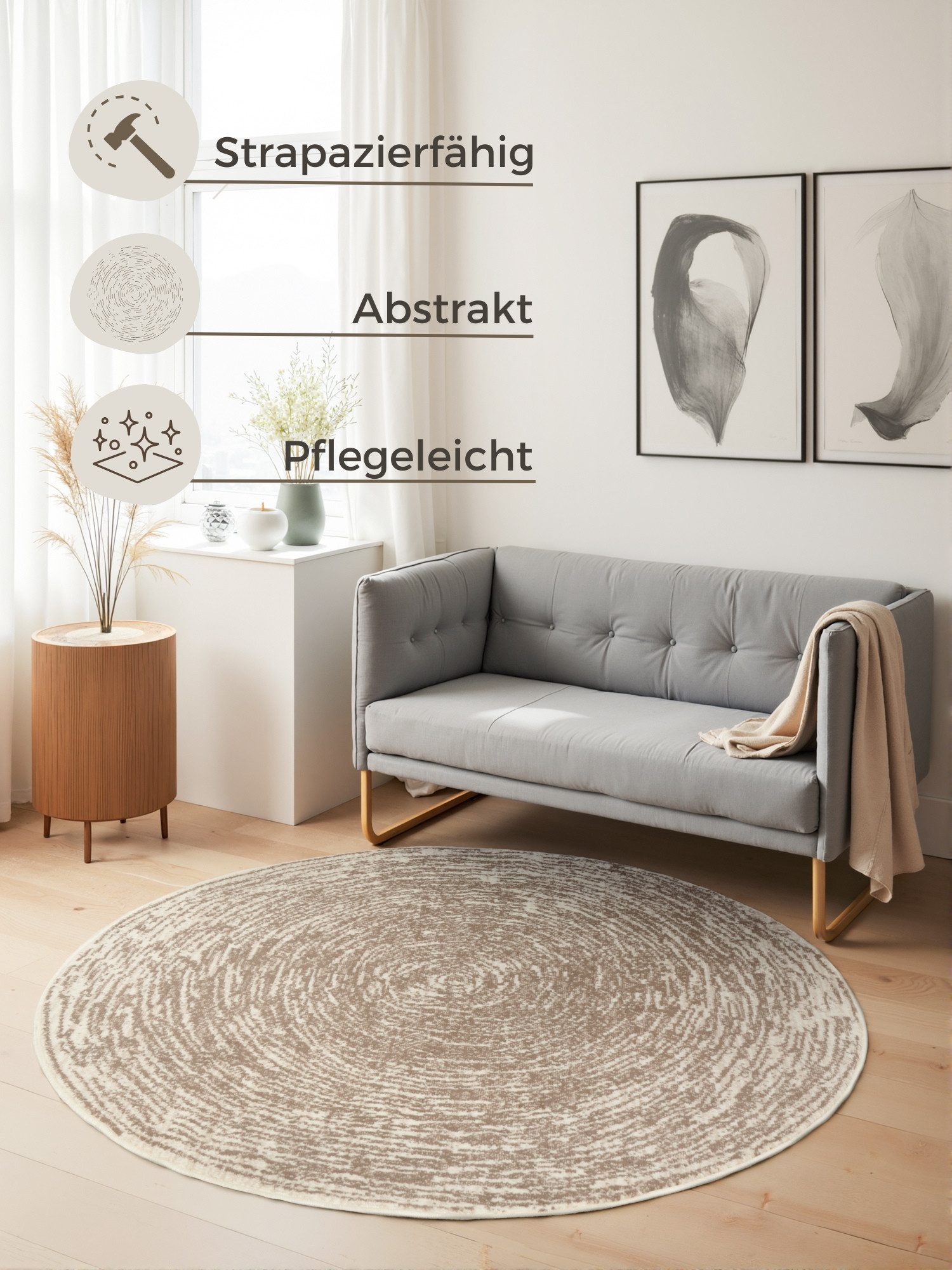 HANSE Home Vloerkleed Cavallo Woonkamer, slaapkamer, gang, kortpolig, oosters, zacht, rond