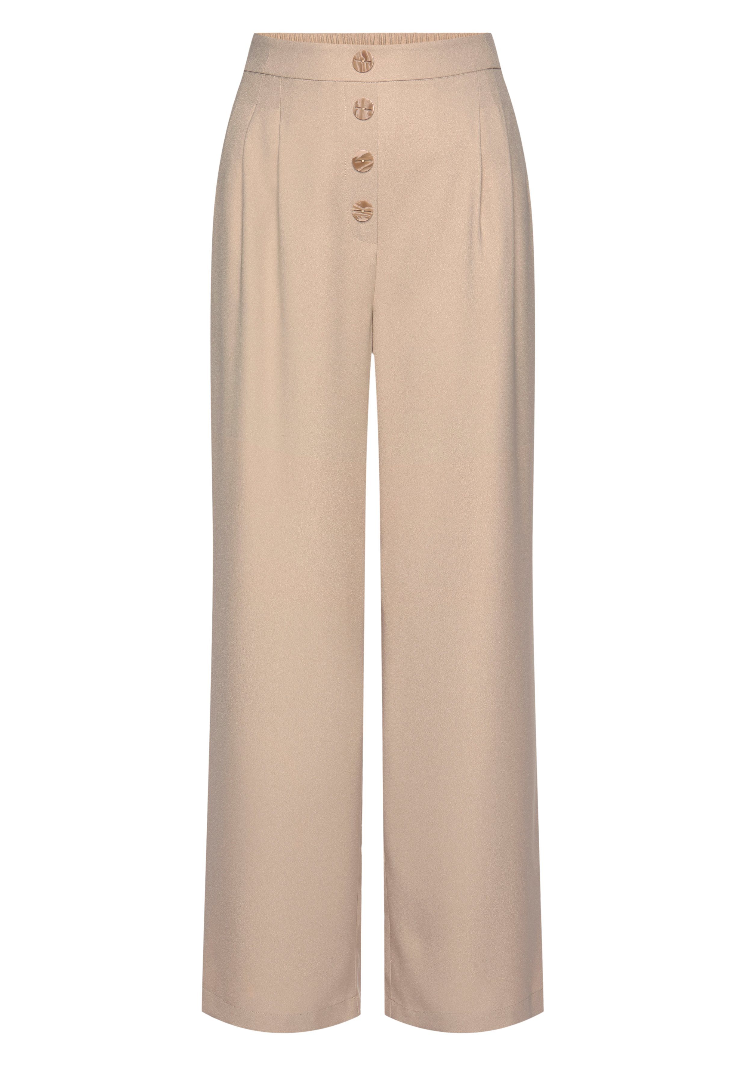 Lascana Palazzobroek met sierknopen en comfortabele boord lichte stofbroek met zakken