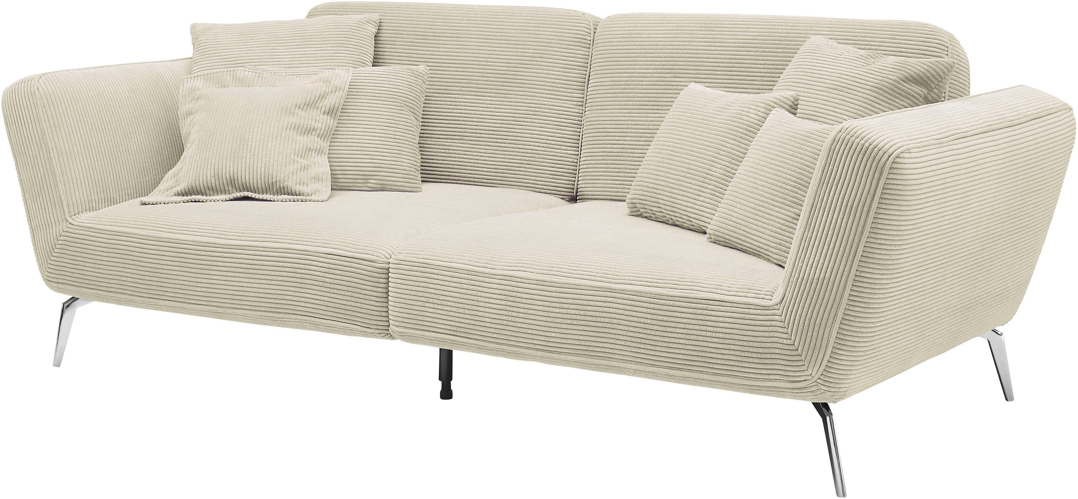 set one by Musterring Megabank SO 4500 Voeten chroomkleurig, optioneel met hoofdsteun, breedte 260cm, in cord