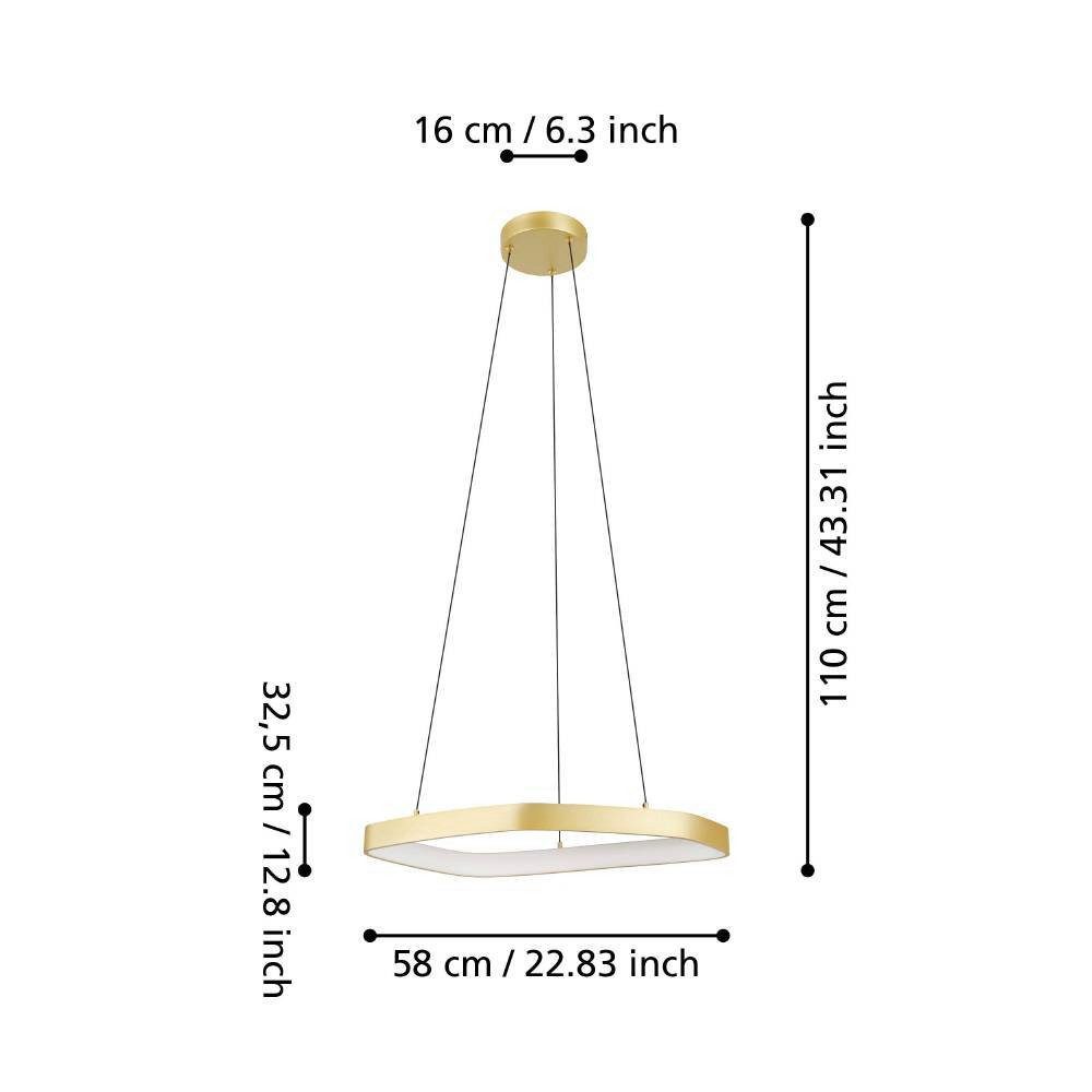 EGLO Hanglamp VALLEROSA dimbare pendelleuchte, metall in messing-gebürstet, lampe, ø 58 cm (1 stuk)