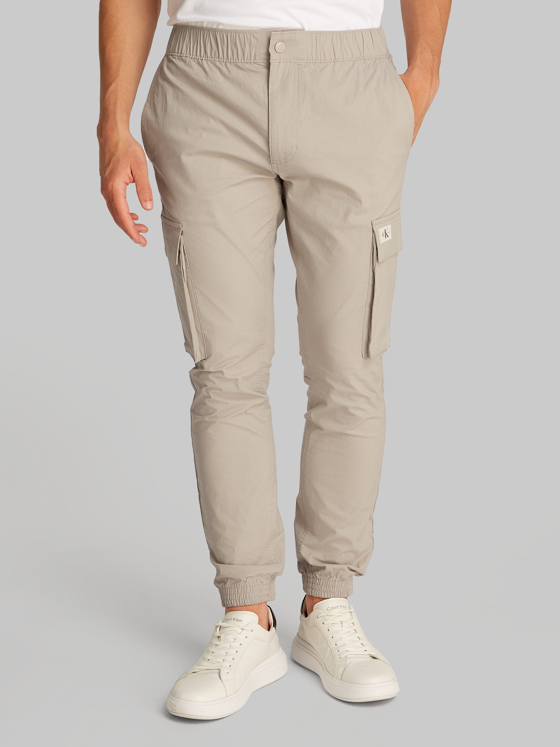 Calvin Klein Cargobroek SKINNY CARGO met logopatch heren cargobroeken maat 38 grijs