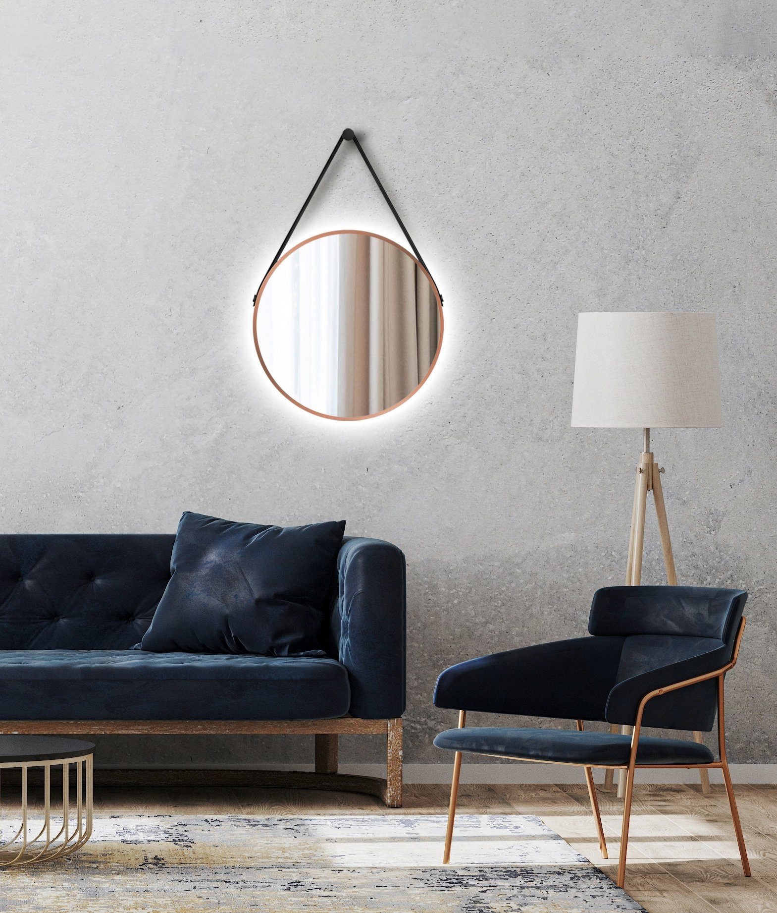 Talos Led-lichtspiegel rond, met indirecte ledverlichting, mat ø 50 cm spiegels & verlichting oranje