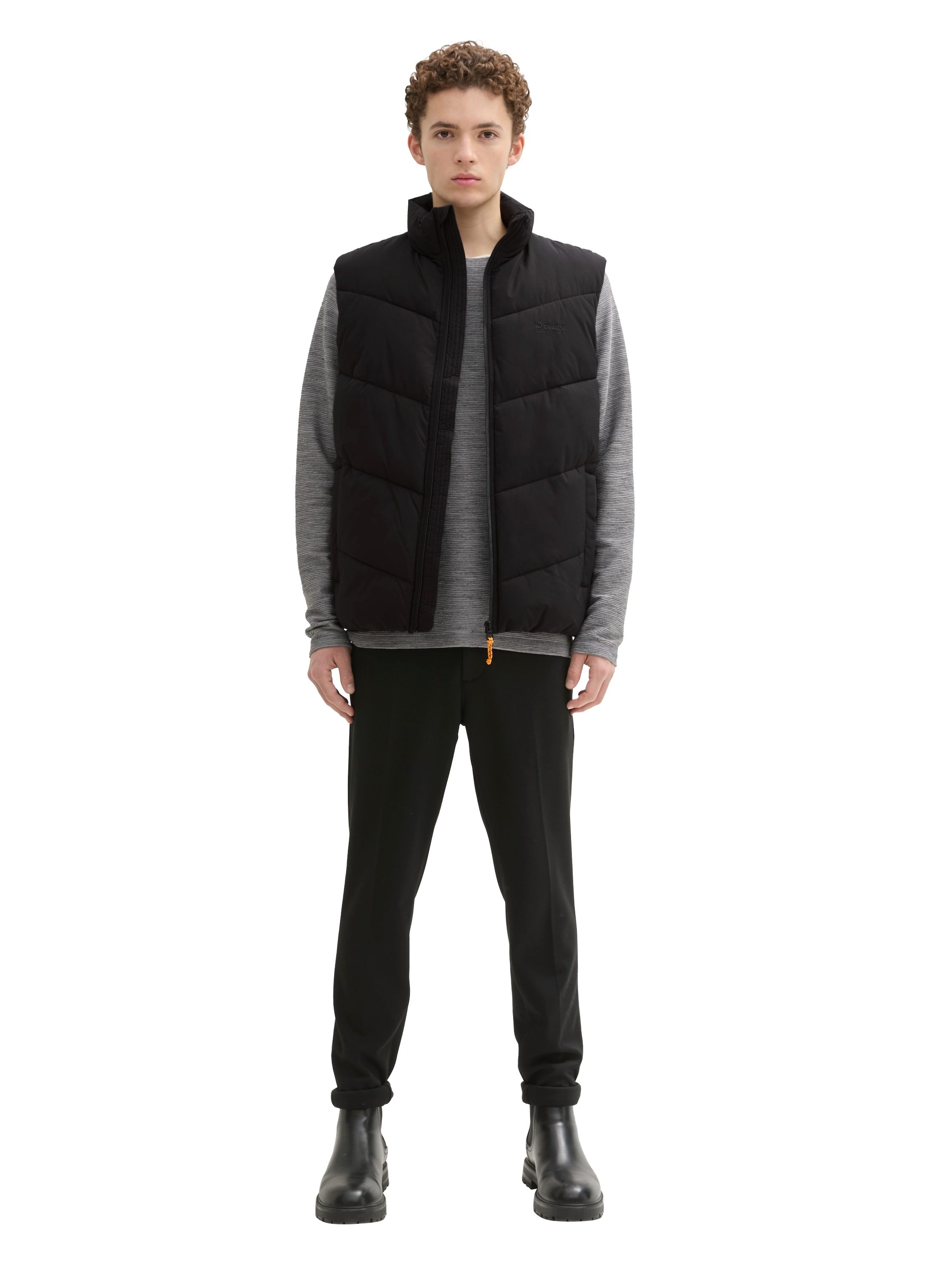 Tom Tailor Denim Bodywarmer met opstaande kraag en logo borduurwerk