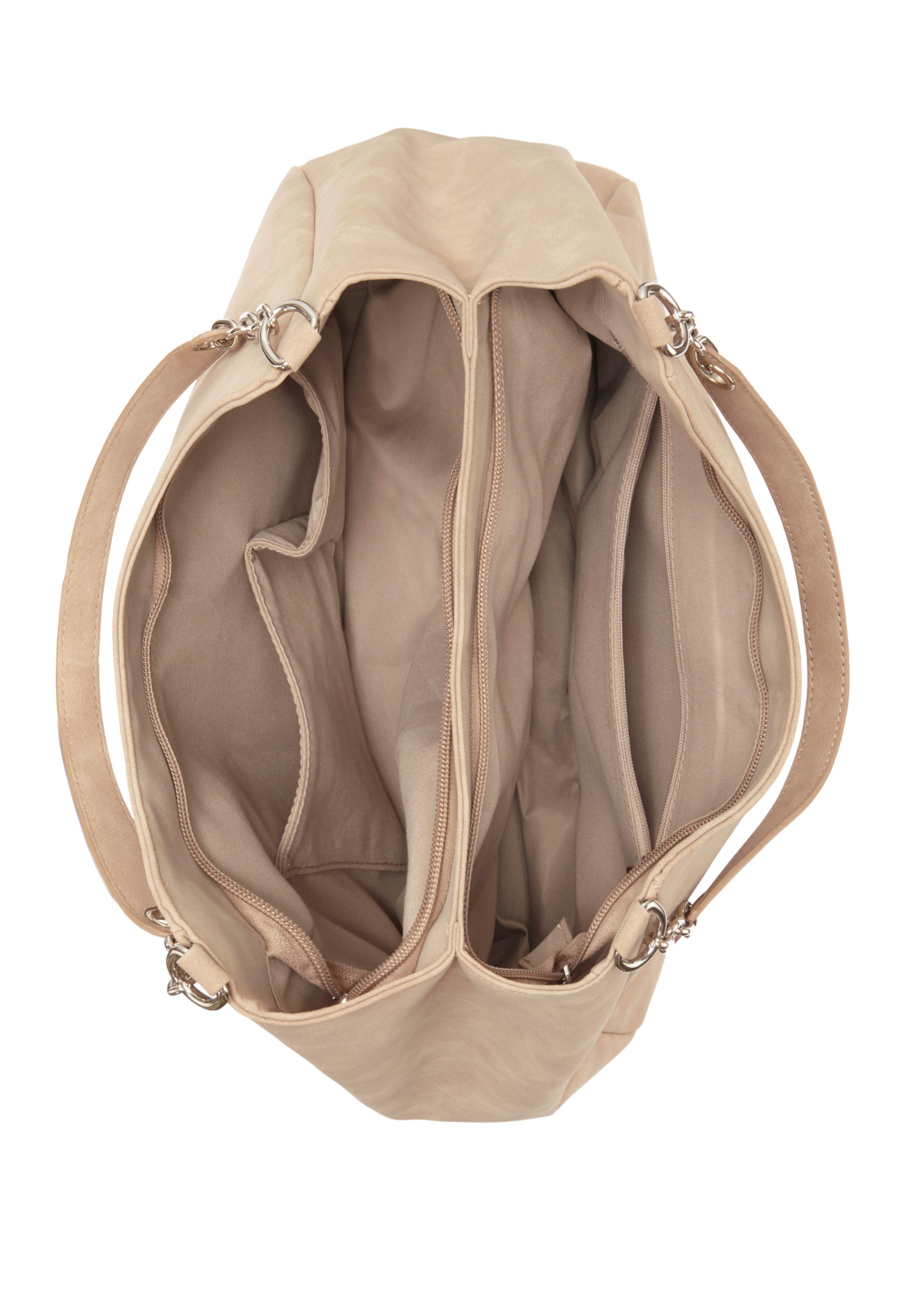 Vivance Tas Schoudertas met zilverkleurige details, damestas, shopper, handtas vegan