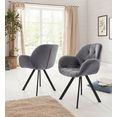 premium collection by home affaire stoel met armleuningen elli bekleding in fluweel, zwart metalen frame (set, 2 stuks) grijs