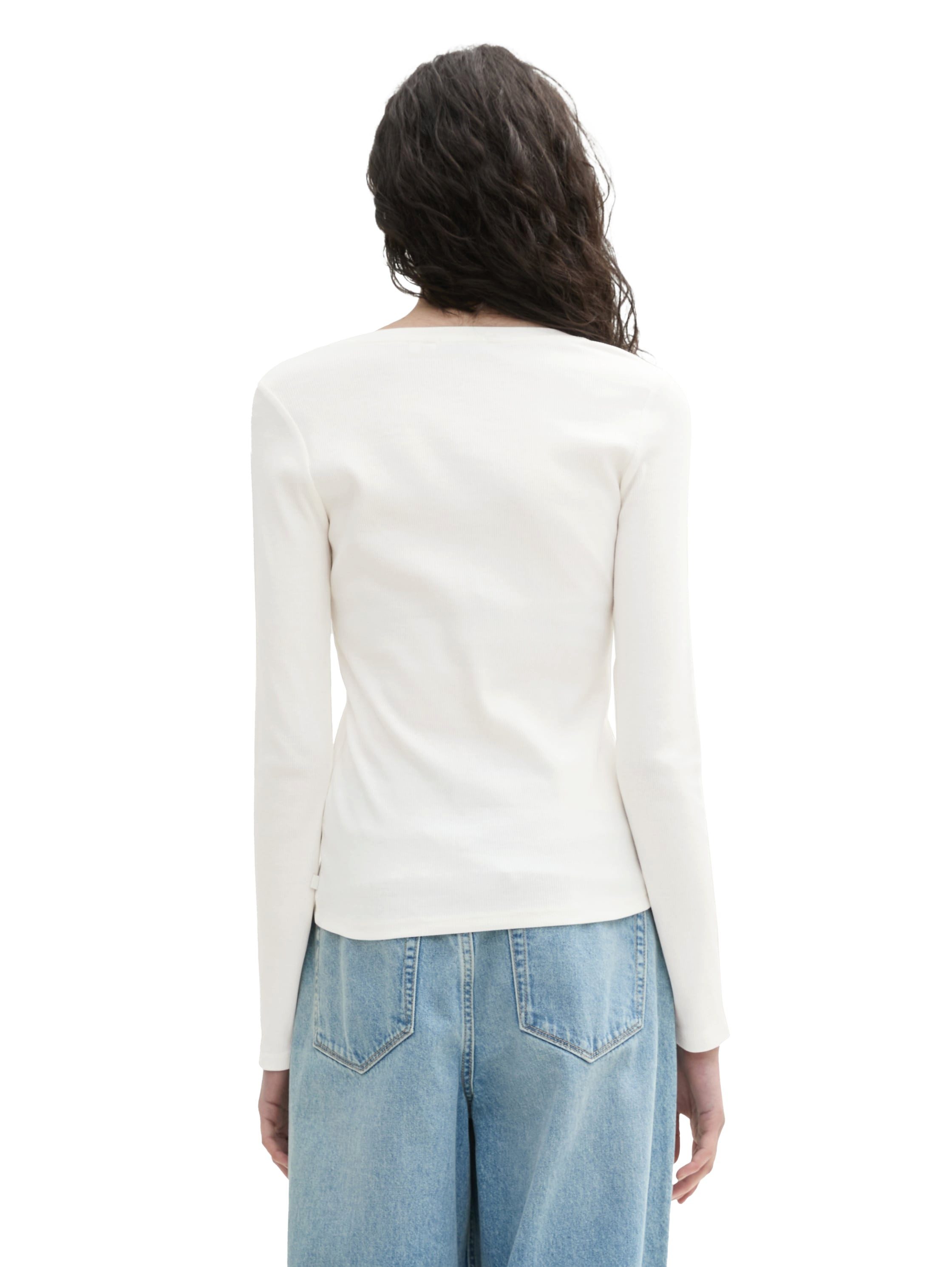 Tom Tailor Denim Shirt met ronde hals geribbeld en met stretch