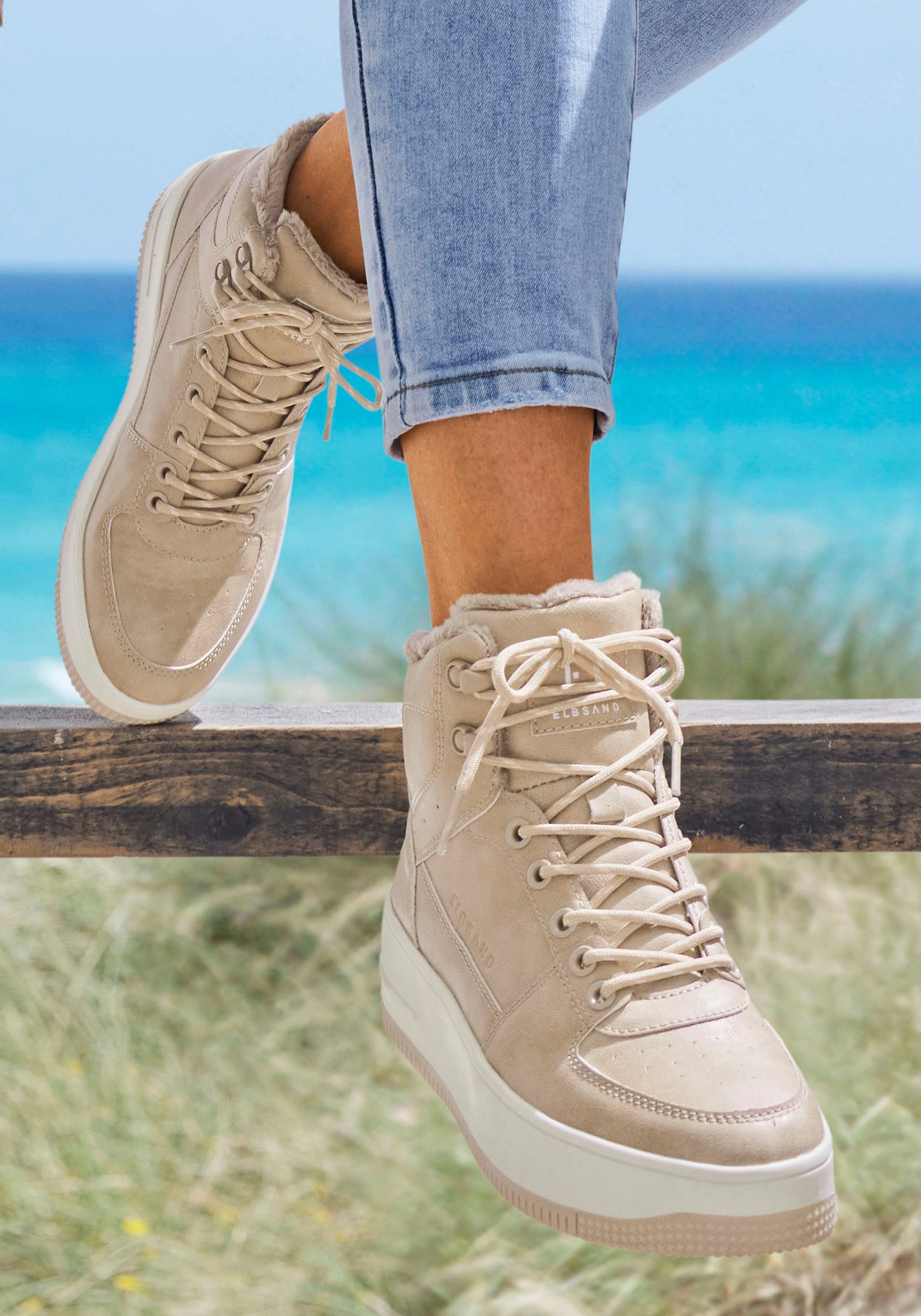 Elbsand Sneakers met knuffelig warm voering, vrijetijdsschoen, lage schoen, high top sneaker
