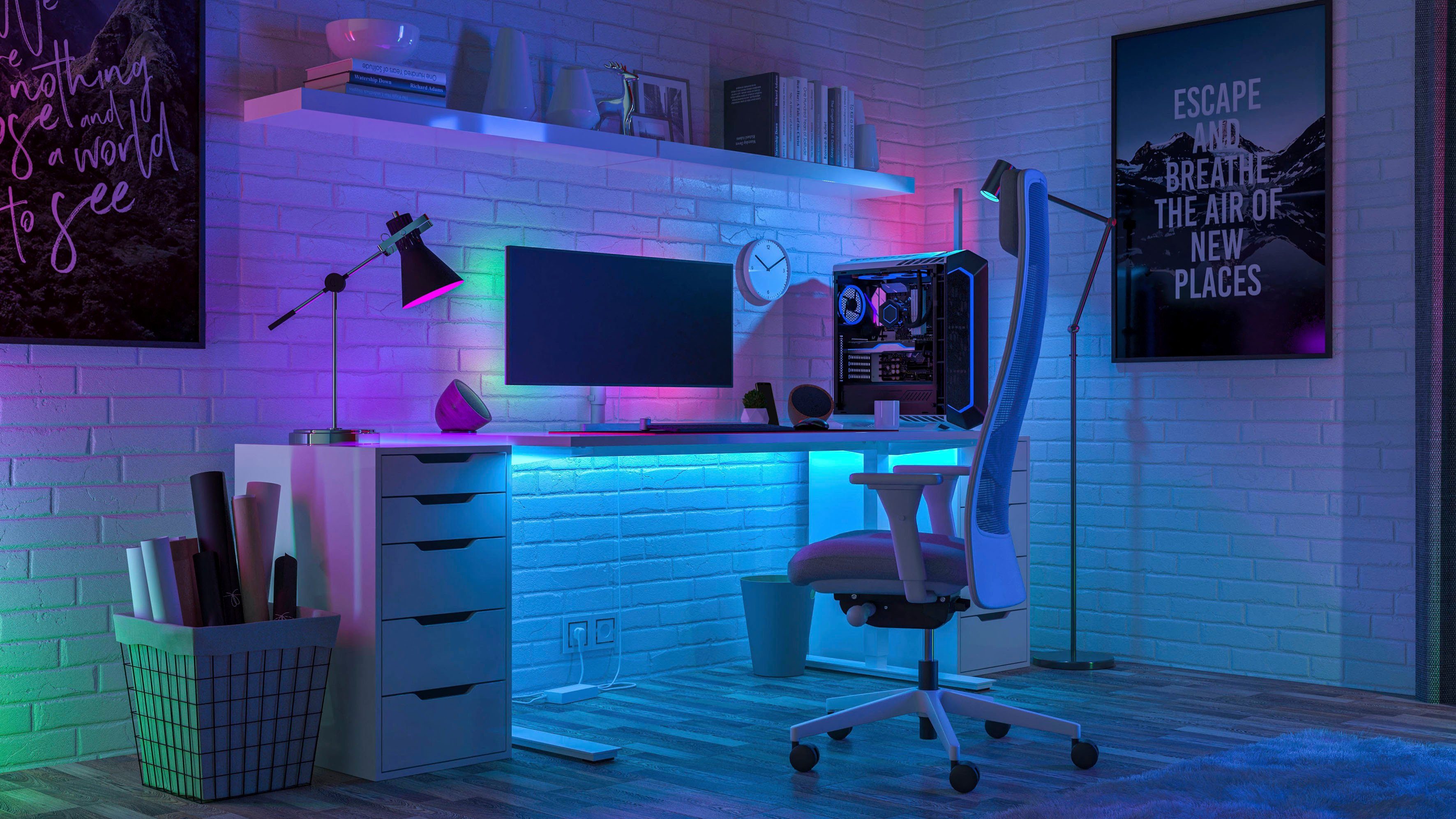 näve Led-strepen Stripe LED strip RGB, Tuya, Bluetooth, 5m, afstandsbediening, IP20, dimbaar, 19W (1 stuk)