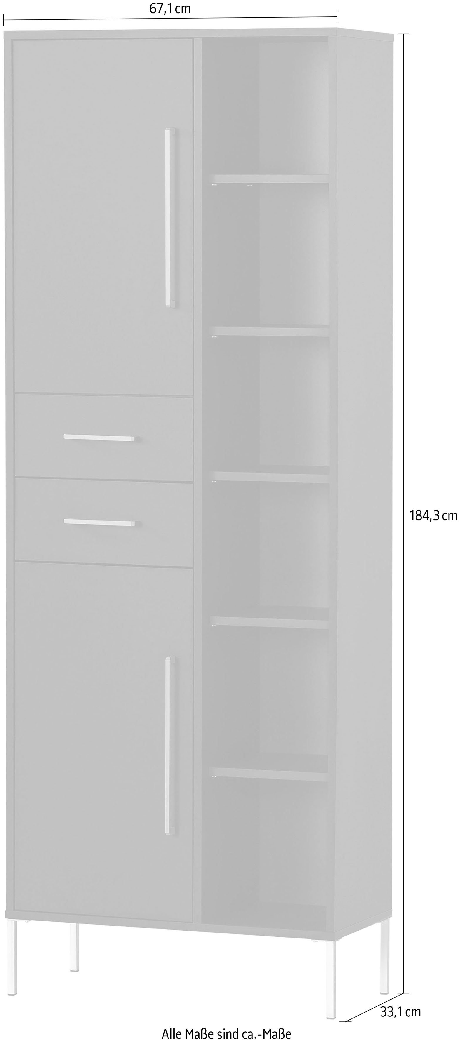 welltime Hoge kast Kent met goudkleurige handgrepen