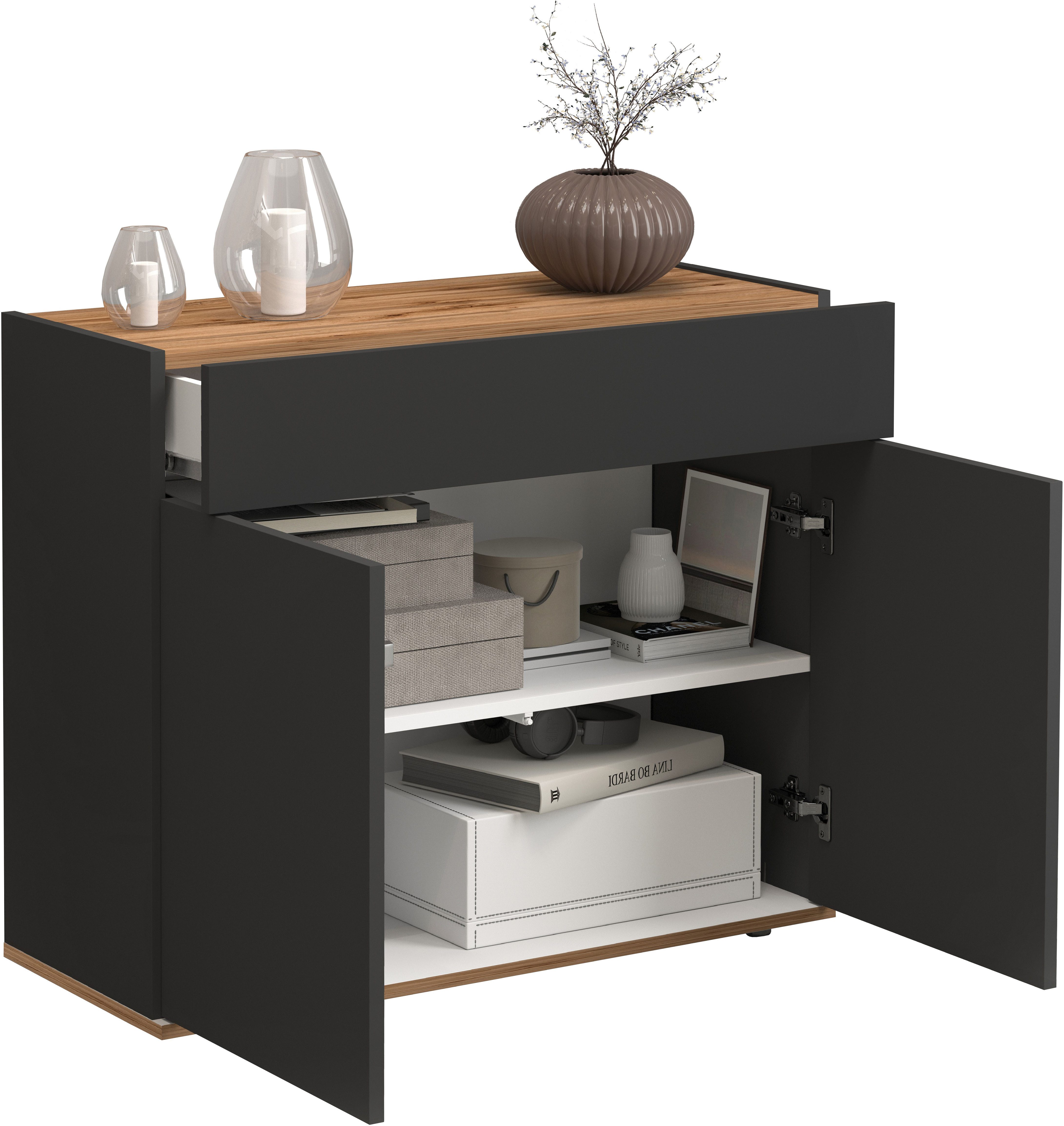 INOSIGN Dressoir Garda, Ladekast, Kast, Buffet 2 deuren, 1 lade, greeploos breedte 80,9 cm