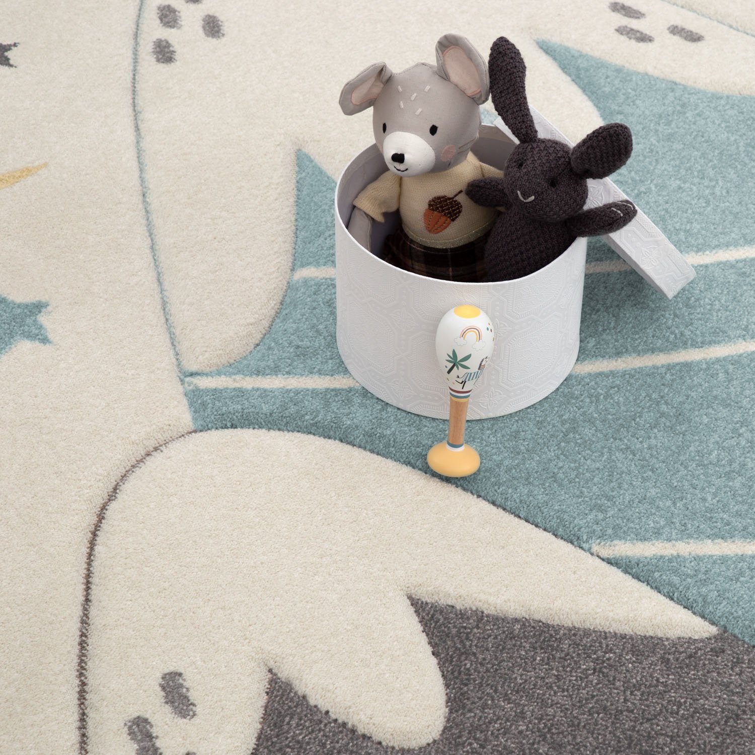 Paco Home Kindervloerkleed Cosmo 707 3d-design, schattig motief bergen & sterren, pastelkleuren