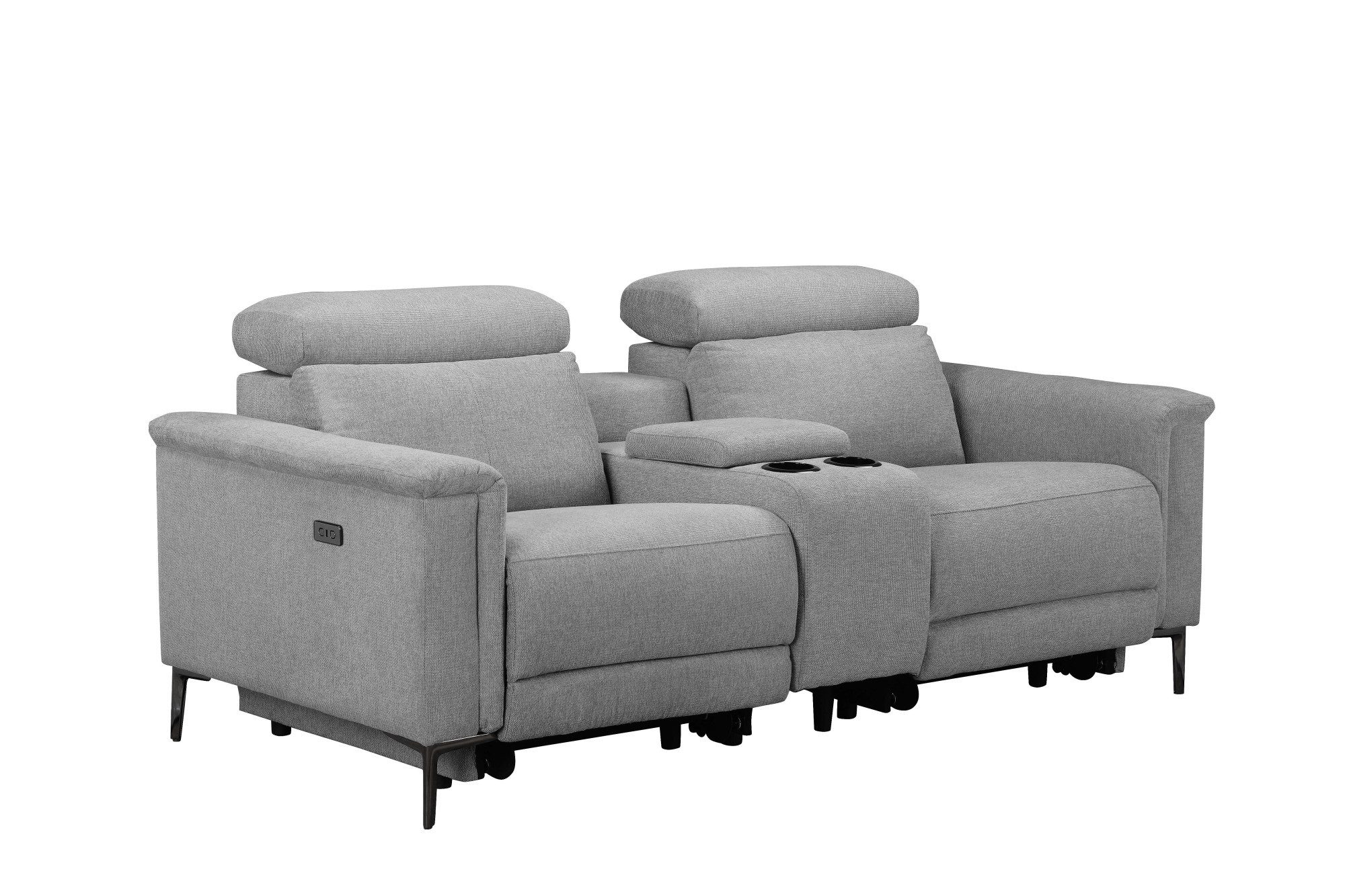 Places of Style 2-zitsbank Lund, 2-zits bioscoopbank, tv-fauteuil, multimedia-sofa, USB-A met elektrische of handmatige relaxfunctie, bekerhouder en opbergruimte