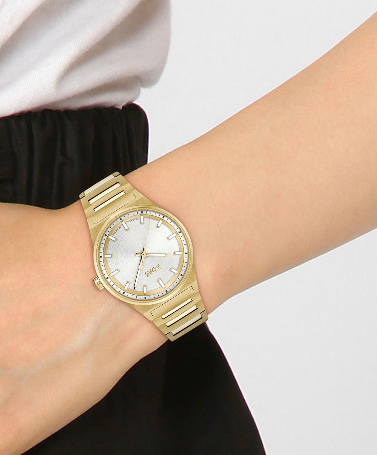 Boss Kwartshorloge CANDOR DAMES Dameshorloge, horloge, glow-in-the-dark indices, roestvrijstalen band