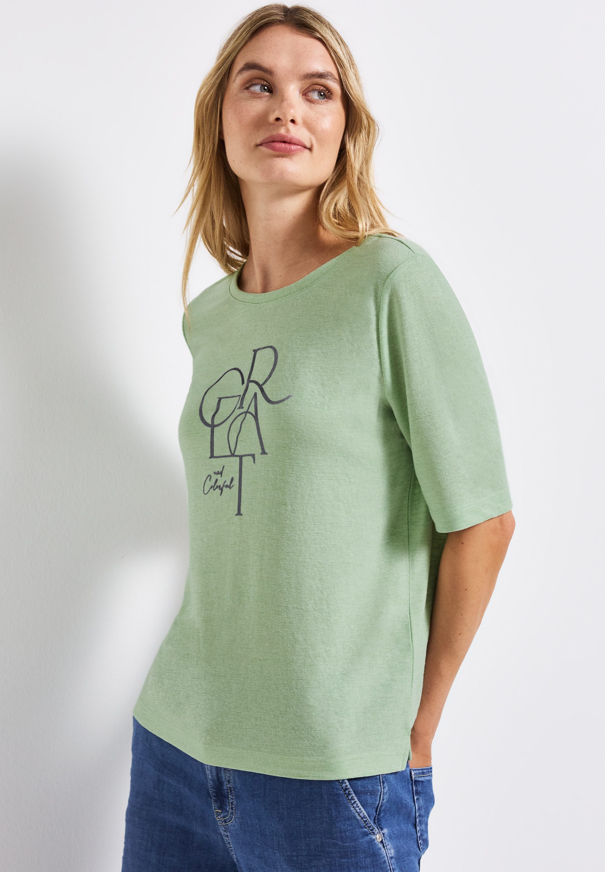 STREET ONE T-shirt dames t-shirts maat 42 groen