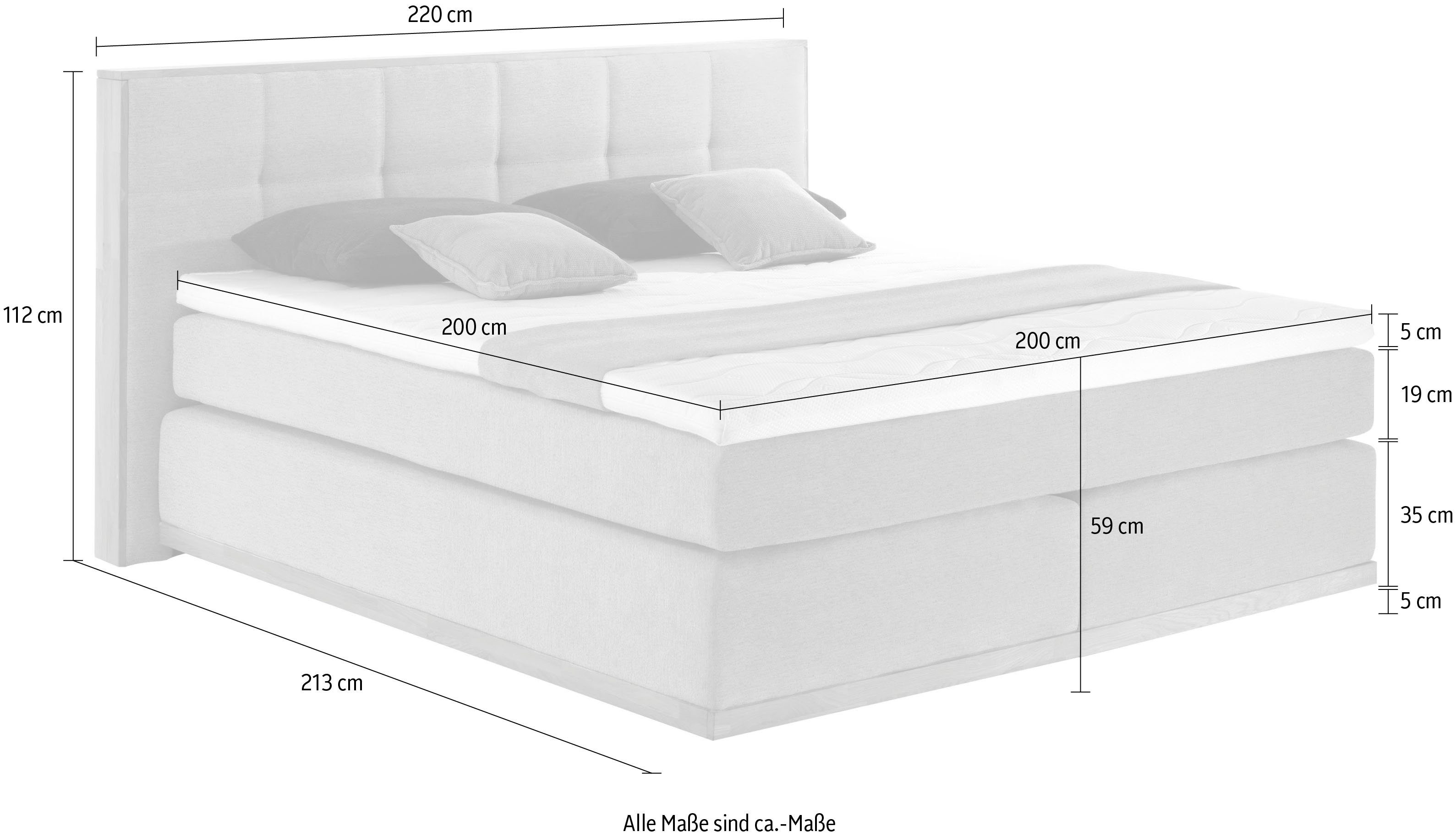 Places of Style Boxspring Vinton van massief eiken, verschillende hardheden (ook h4) (5-delig)