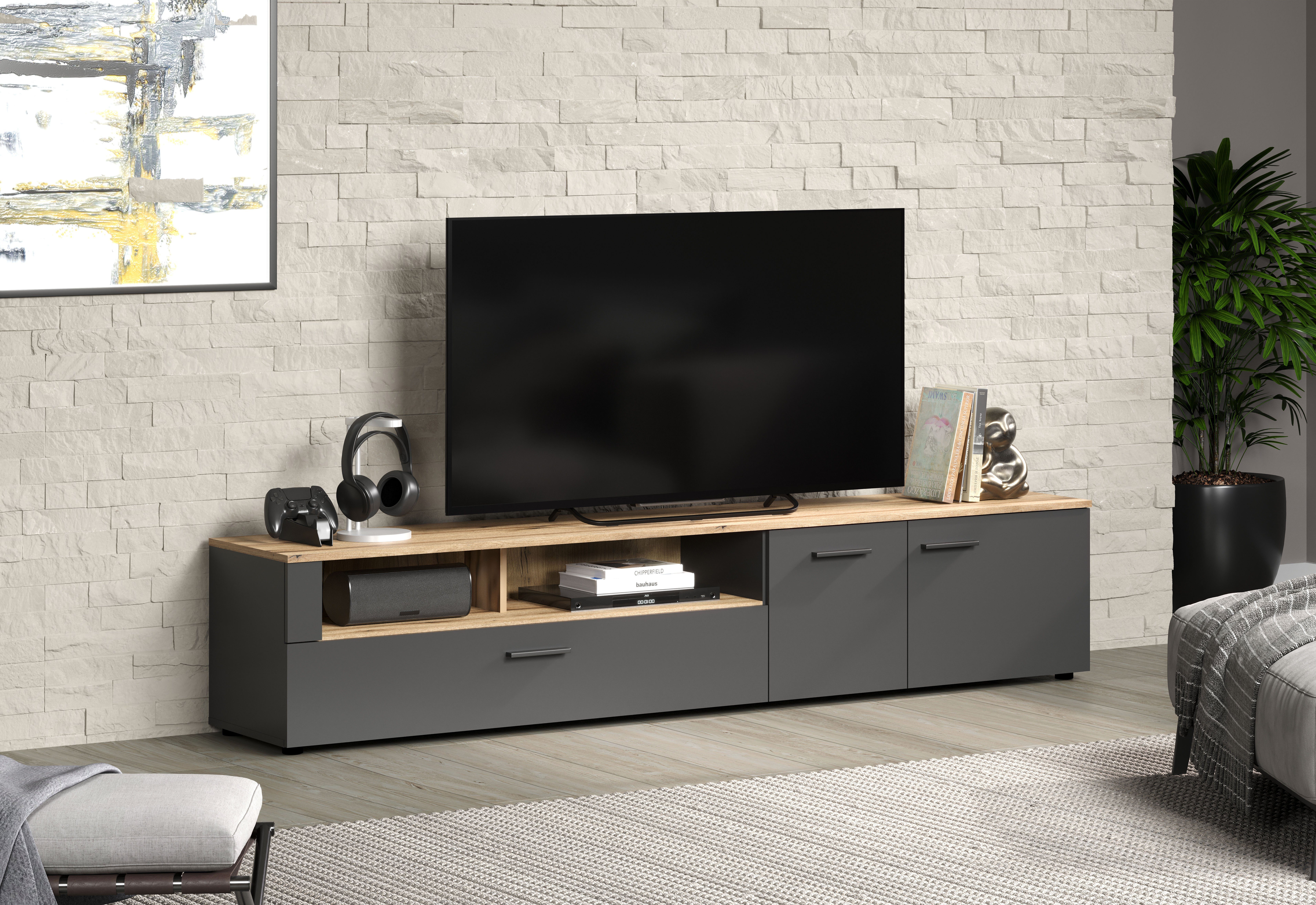 INOSIGN Tv-meubel Estepona TV-kast TV-board, breedte 210 cm, elegant en modern (1 stuk)