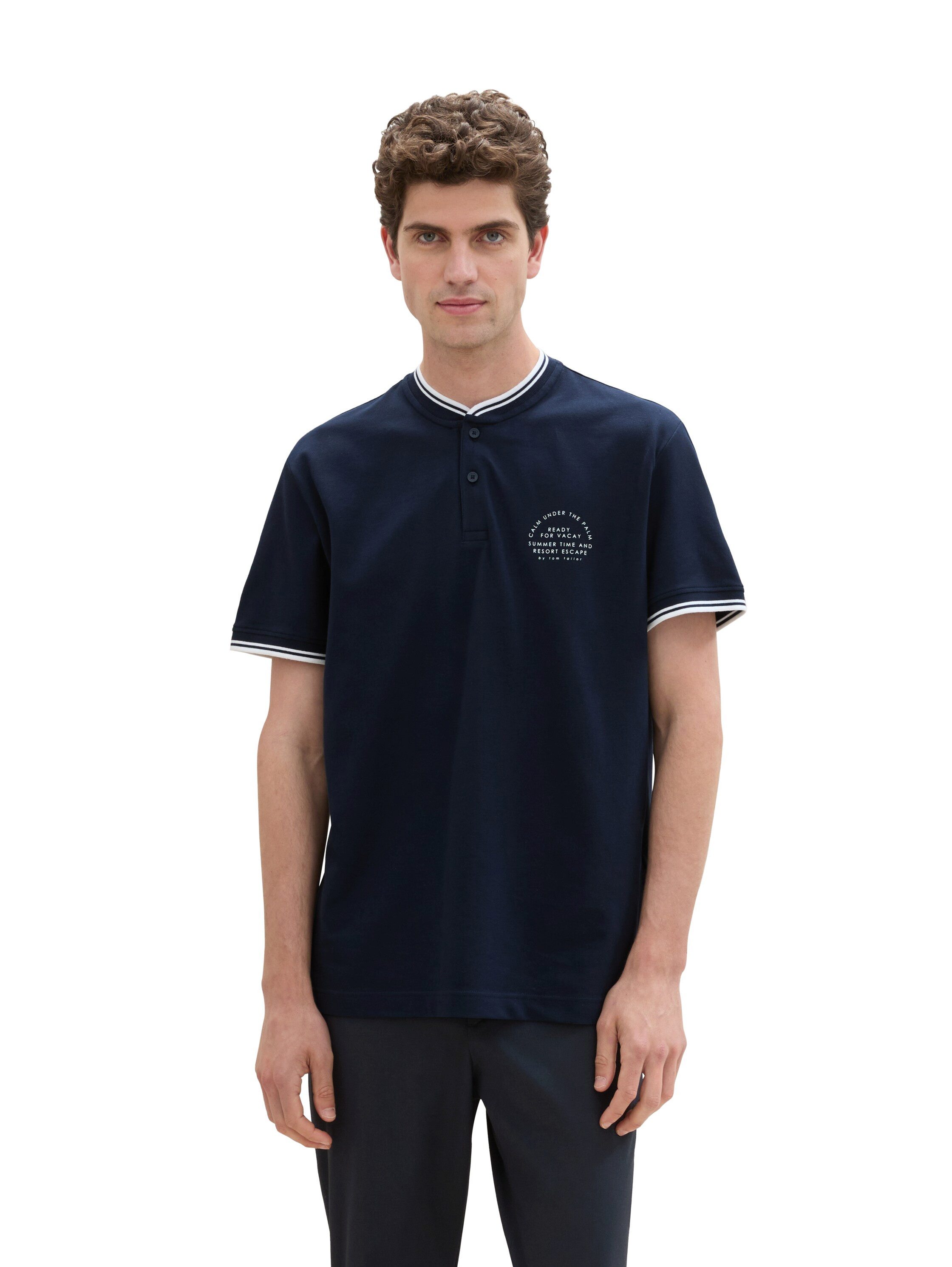 Tom Tailor Poloshirt met print heren poloshirts maat M blauw