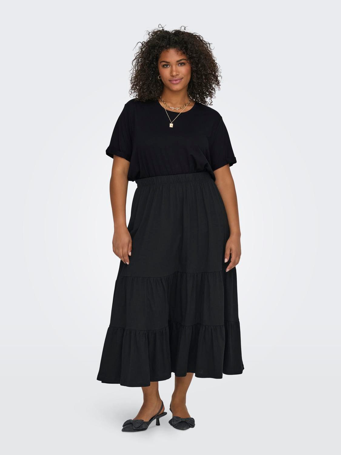 ONLY CARMAKOMA Shirt met korte mouwen CARMOSTER S/S FOLD UP TOP JRS NOOS