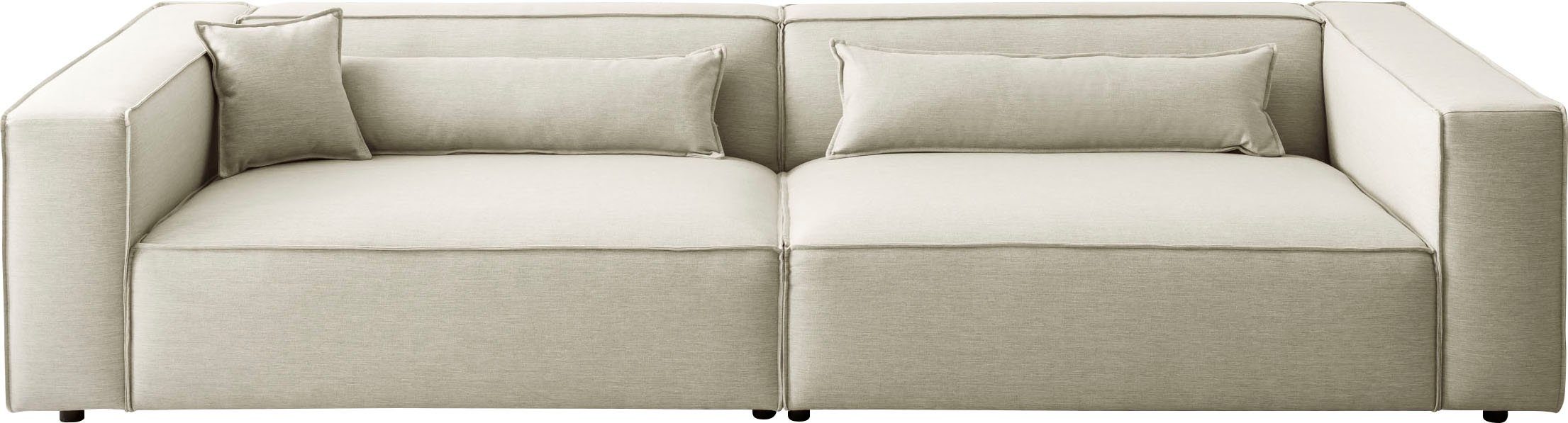 LeGer Home by Lena Gercke 3-zitsbank PIARA, XXL sofa met biesnaad, Big-sofa in cord of linnenlook