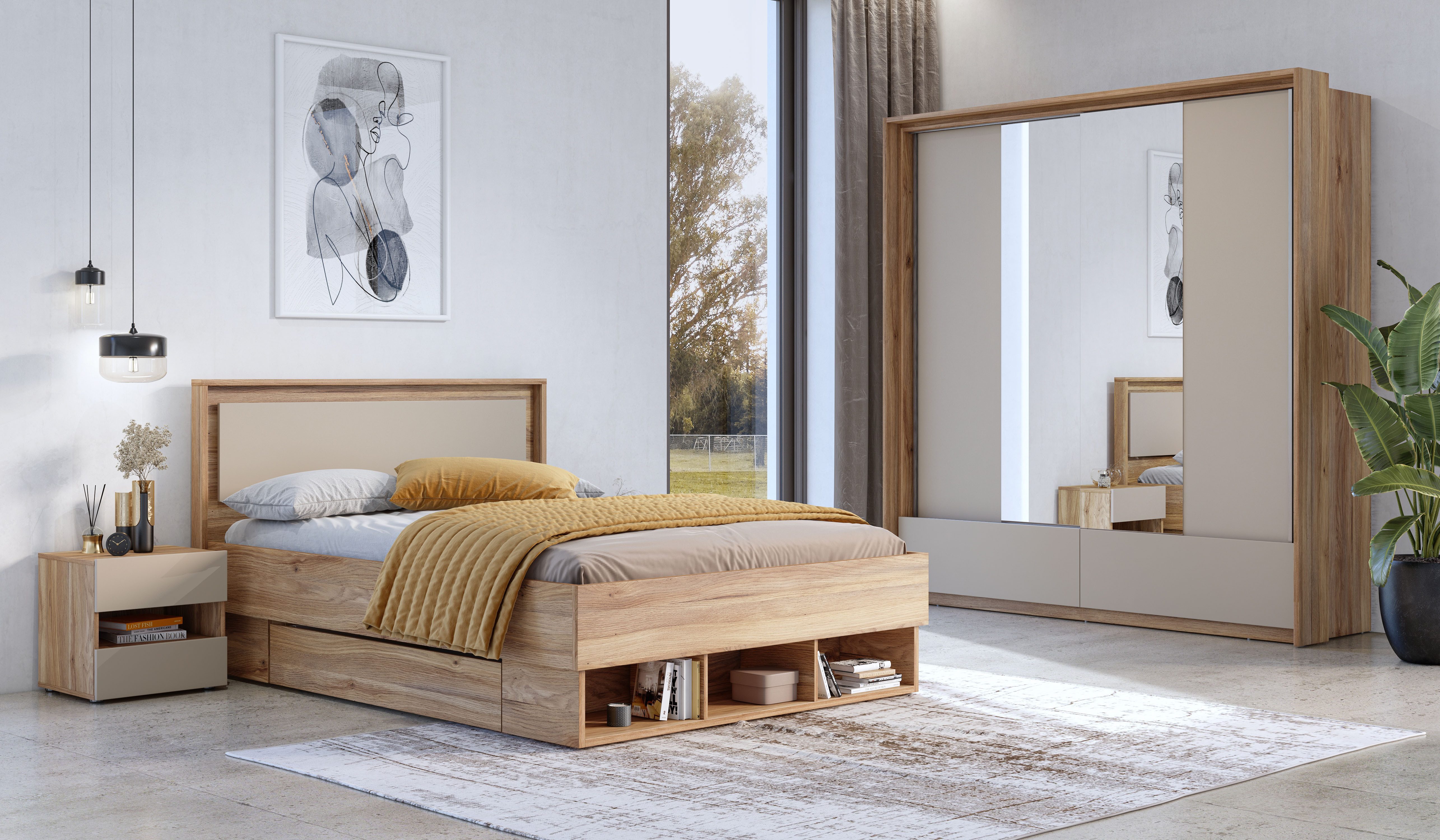 INOSIGN Slaapkamerserie Wharton, complete slaapkamer FSC-gecertificeerd houtmateriaal, kledingkast met binneninrichting (6-delig)