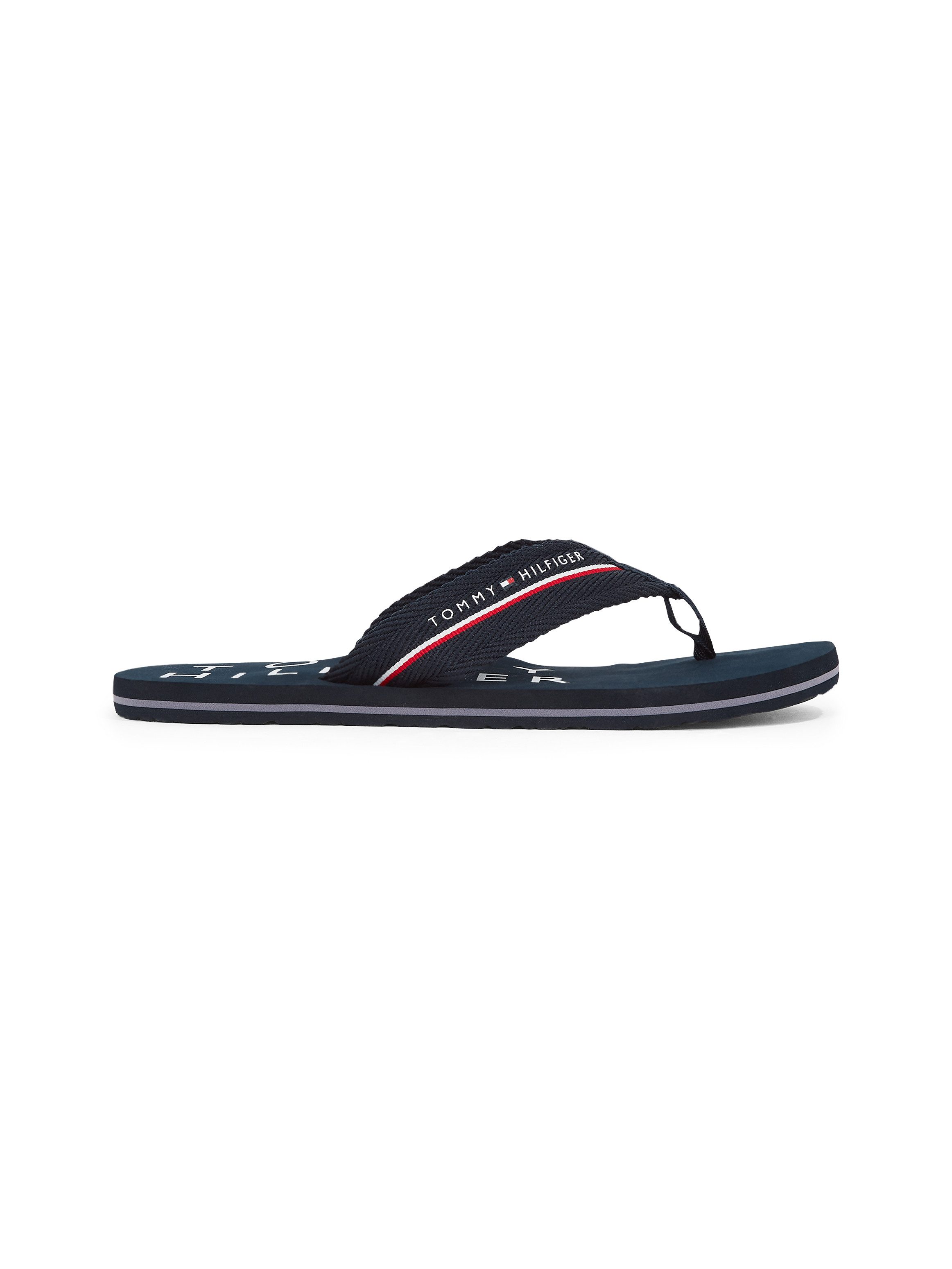 Tommy Hilfiger Teenslippers TOMMY HILFIGER WEB BEACH SANDAL dianette, zomerschoen, badslipper met logo-opschrift