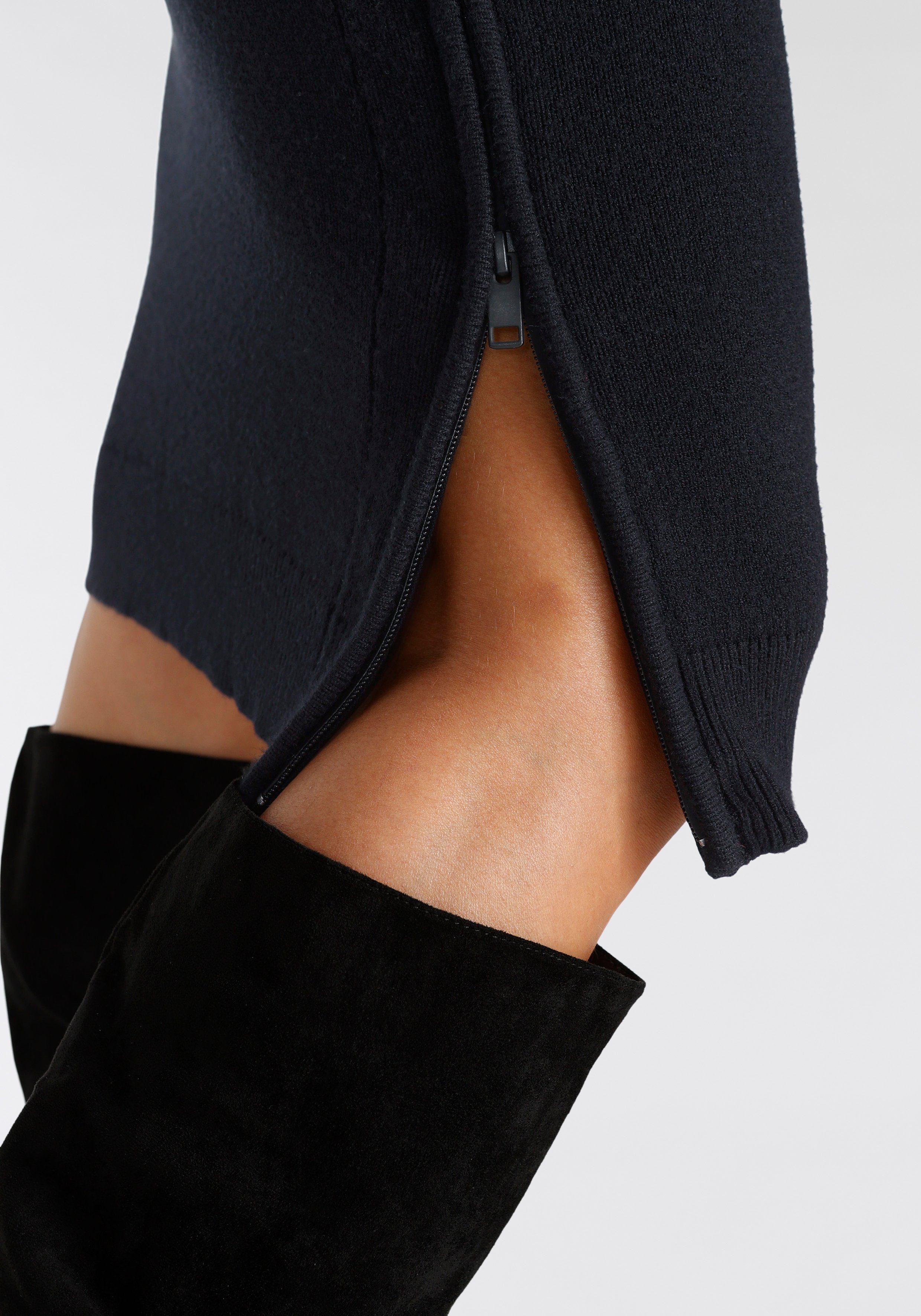 Bruno Banani Gebreide jurk feestelijke gelegenheden, knie-vrije lengte, elegante look