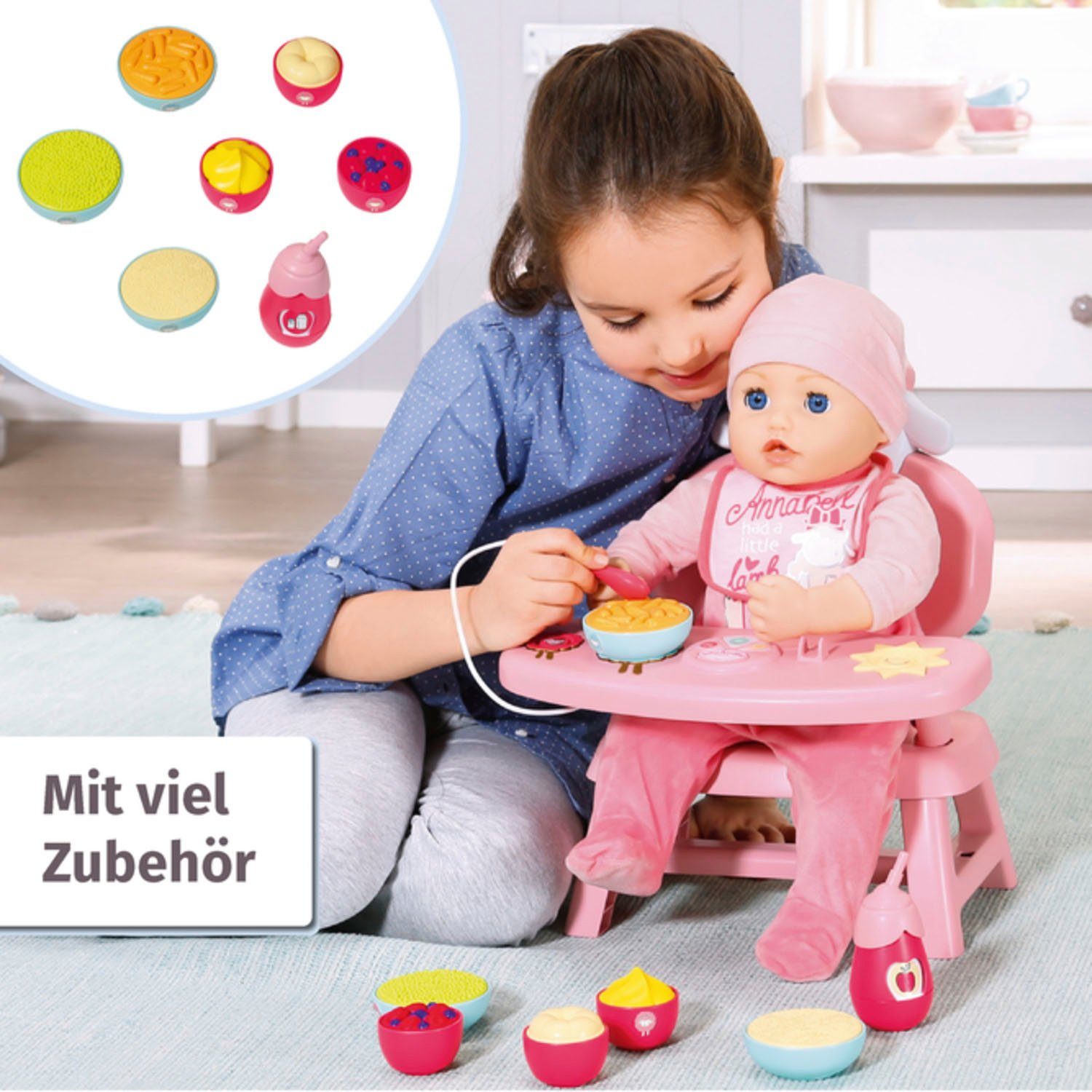 Baby Annabell Poppenkinderstoel Lunch Time tafel met licht- en geluidseffecten