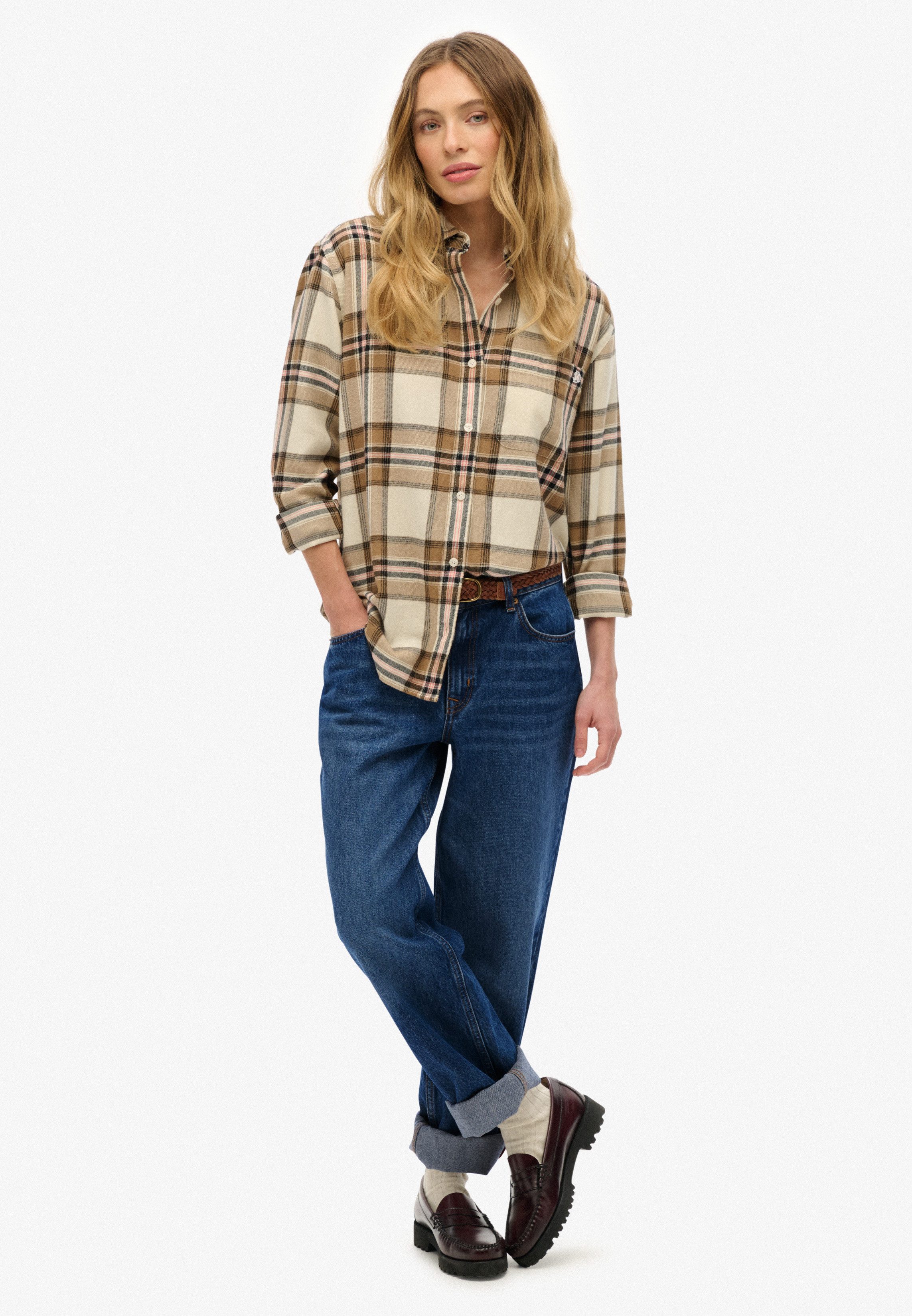 Superdry Geruite blouse CHECK FLANNEL BOYFRIEND SHIRT