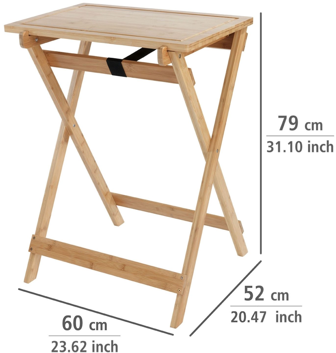 WENKO Klaptafel Model Lugo Bijzettafel met snijplank en afneembare dienblad, bamboe