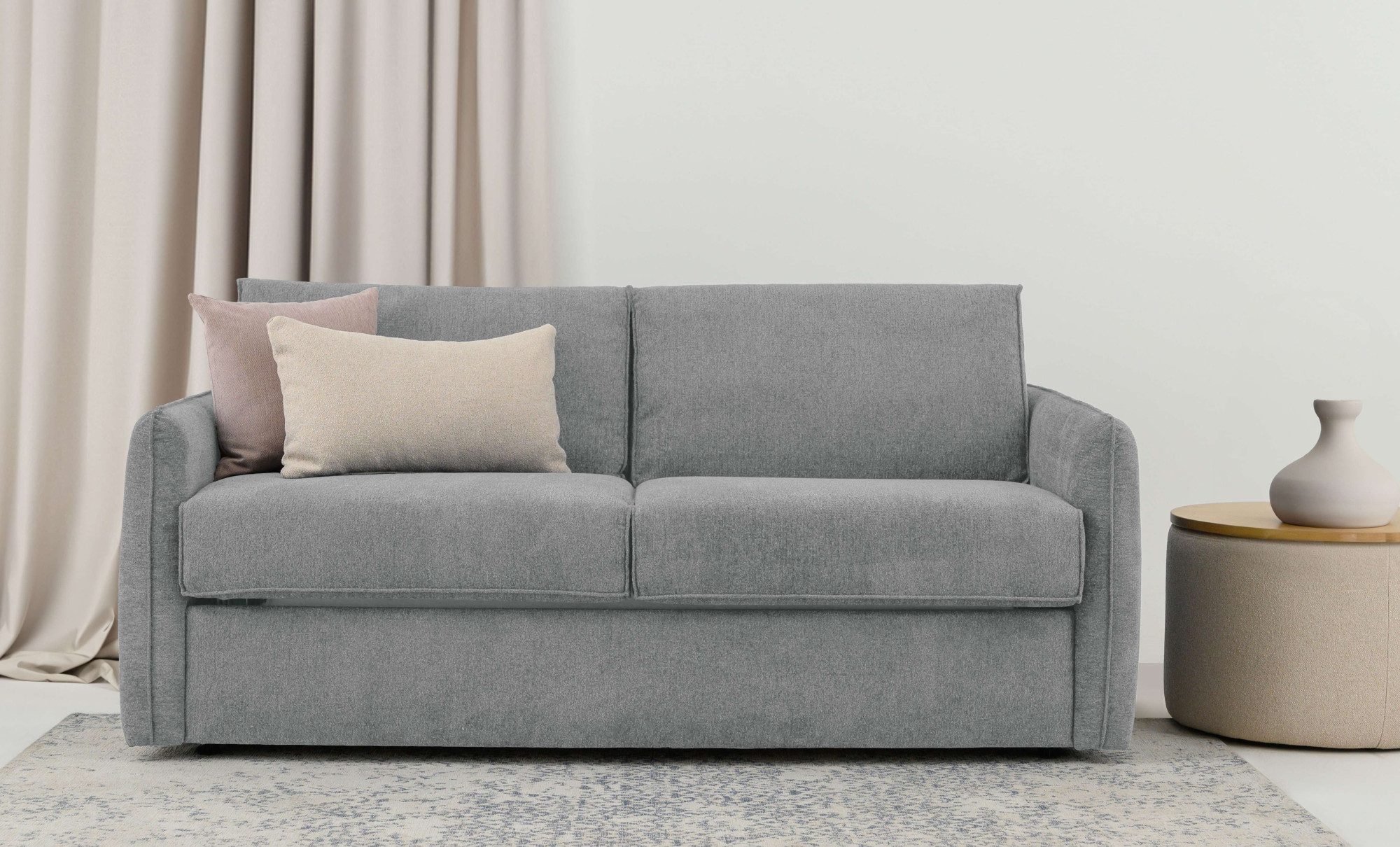 Home affaire Slaapbank Bergamons 2-zits, met doorlopende slaapfunctie, inclusief pocketveringmatras, lattenbodem grijs, slaapbanken, 140 cm x 194 cm