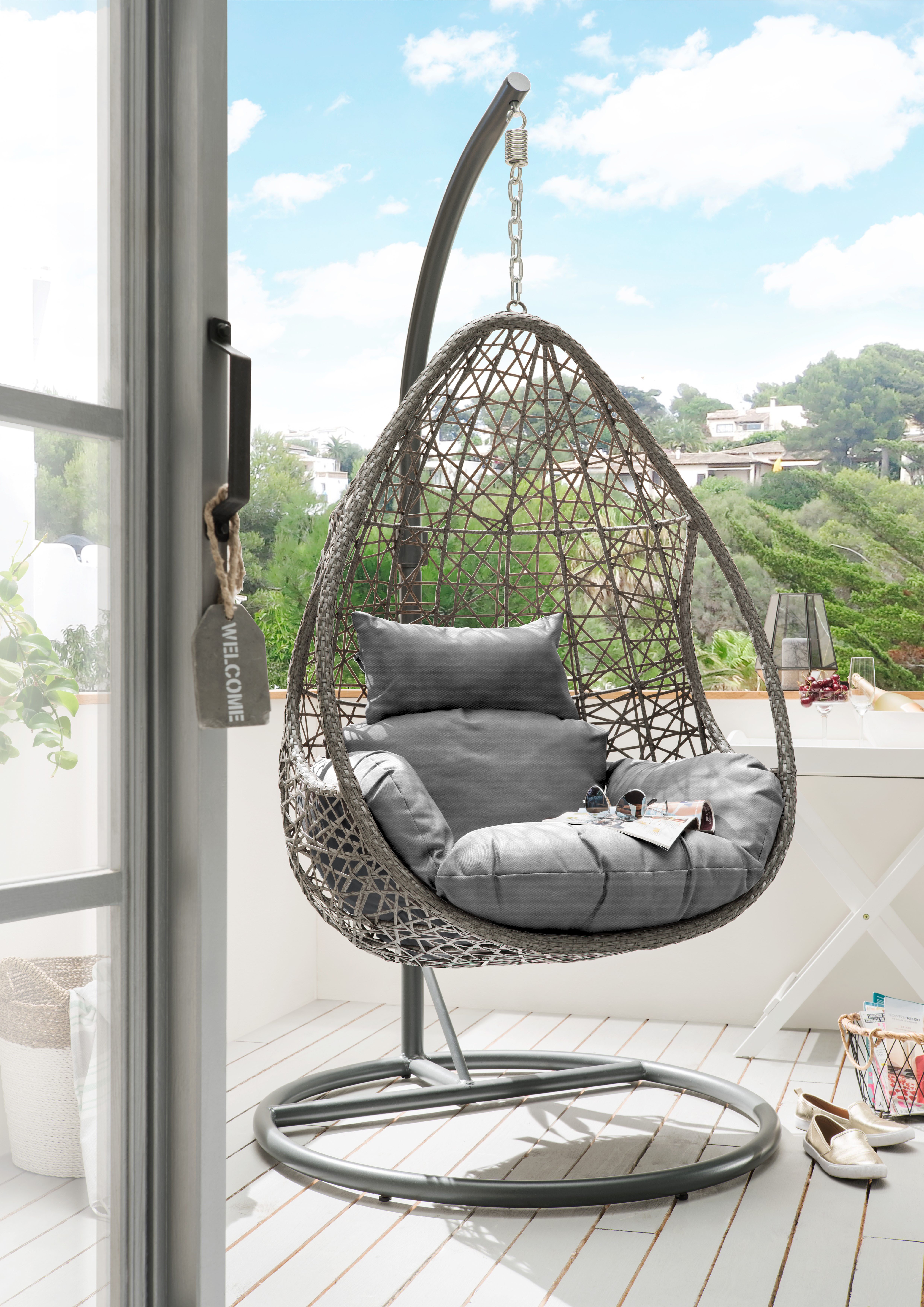 Destiny Hangstoel Coco Drop incl. frame, met kussens voor zitting en rug, belastbaar tot 110 kg