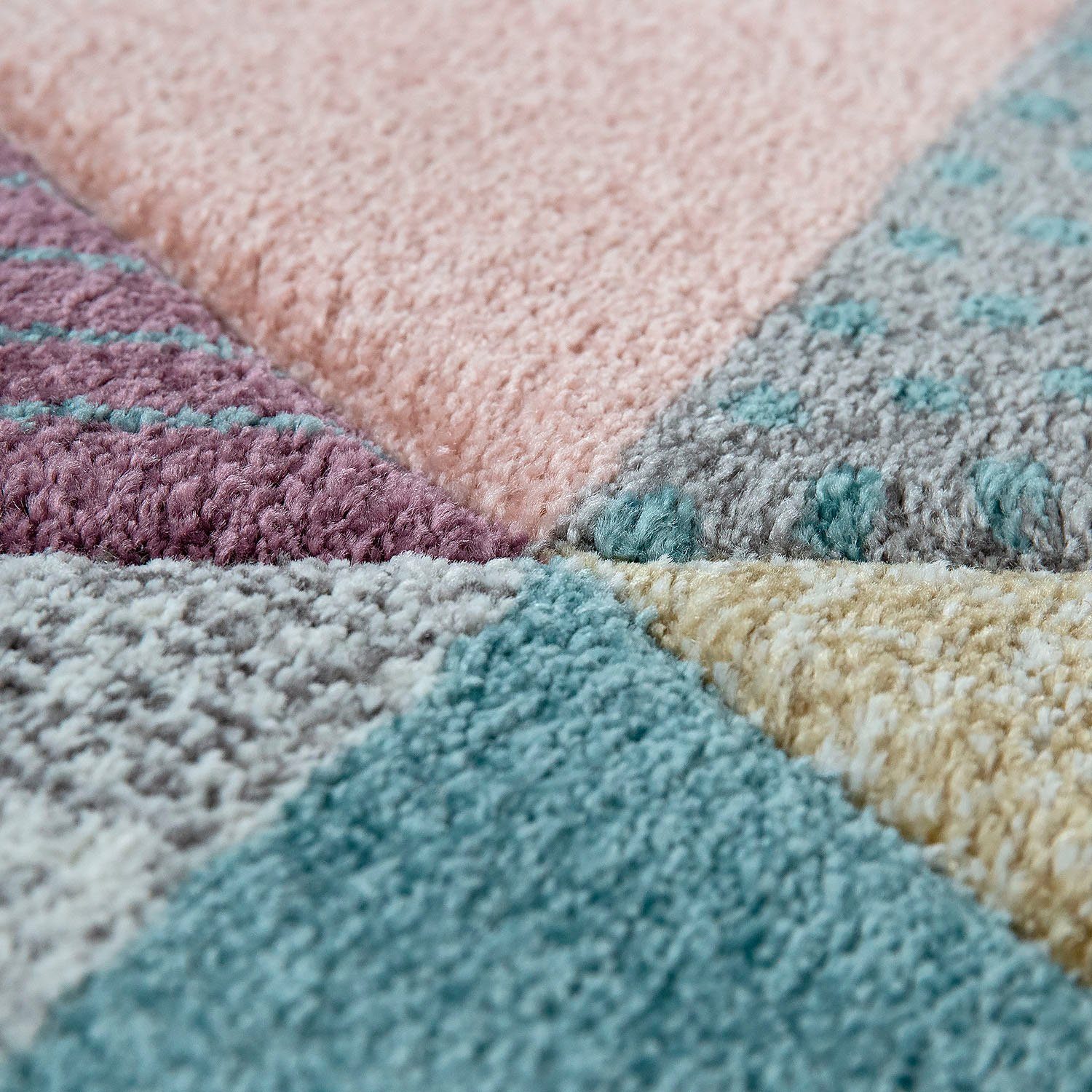 Paco Home Vloerkleed Mia 054 Laagpolig, modern kleurrijk 3D-patchworkdesign, pastelkleuren