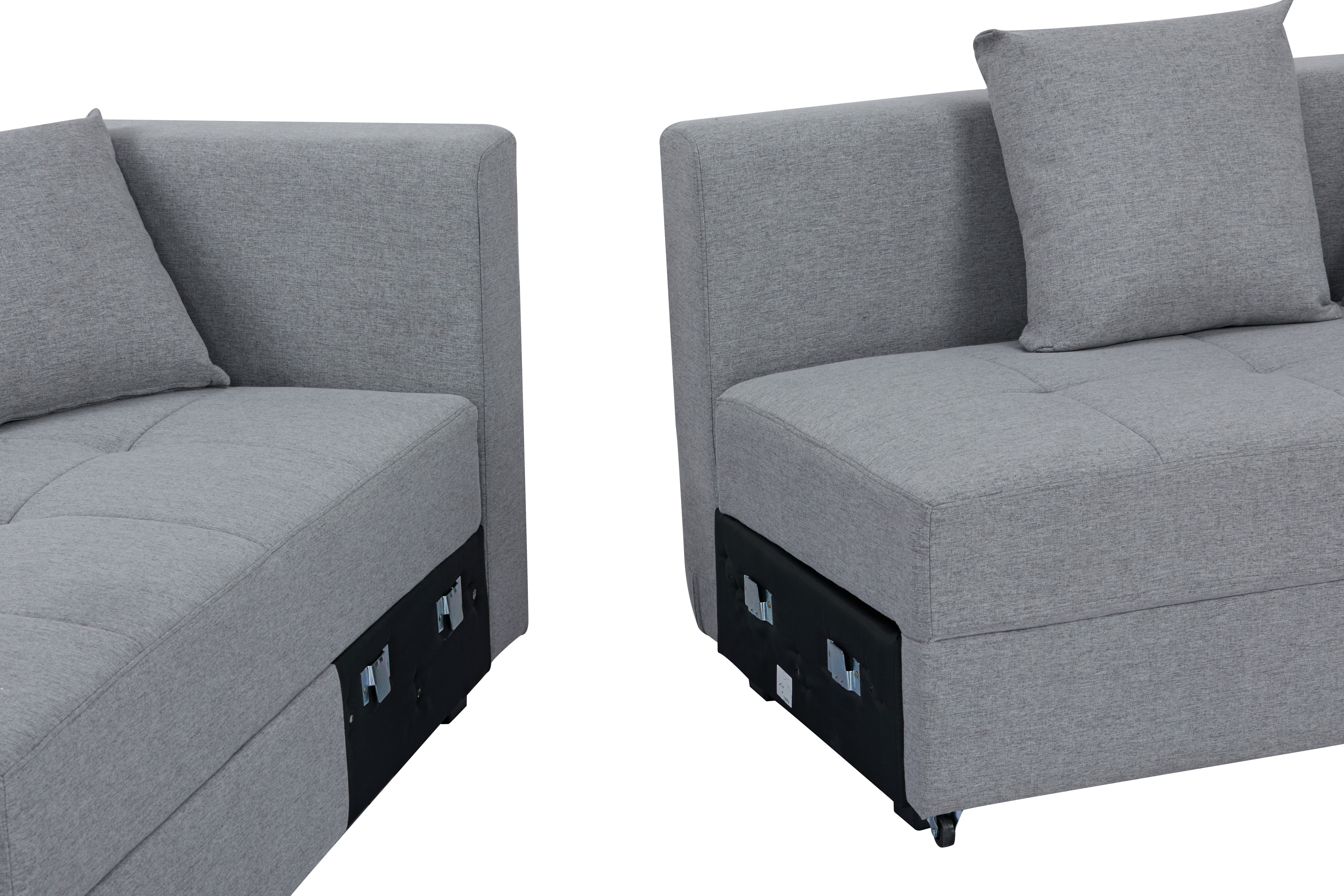 INOSIGN Hoekbank KILLAM, 217 cm, L-vorm, met slaapfunctie en bedlade Recamière rechts / links monteerbaar, in cord en geweven stof