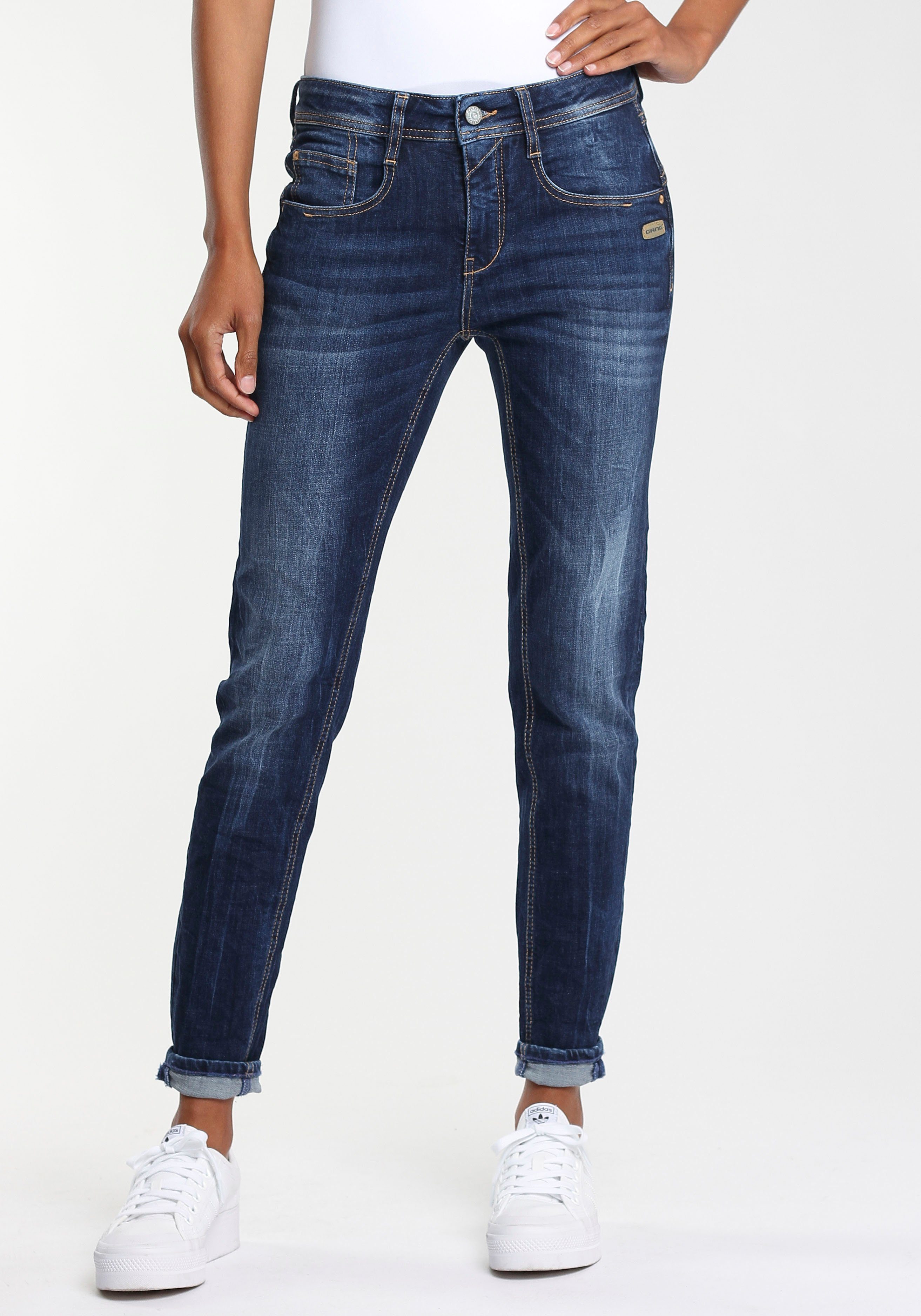 GANG Relax fit jeans 94AMELIE met dubbele rechter achterzak dames wide leg jeans maat 32 blauw