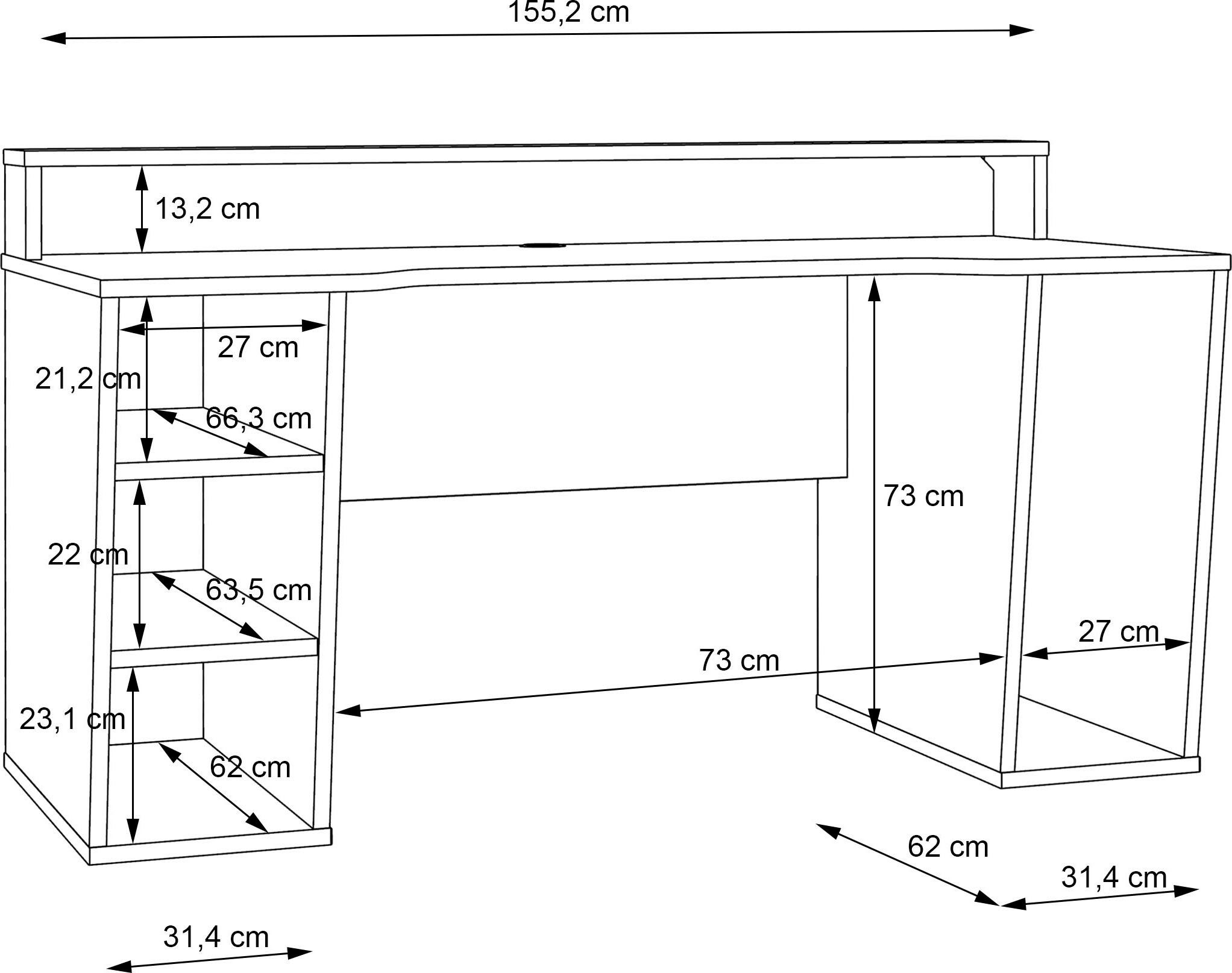 FORTE Gamingtafel Tezaur optioneel met rgb-verlichting