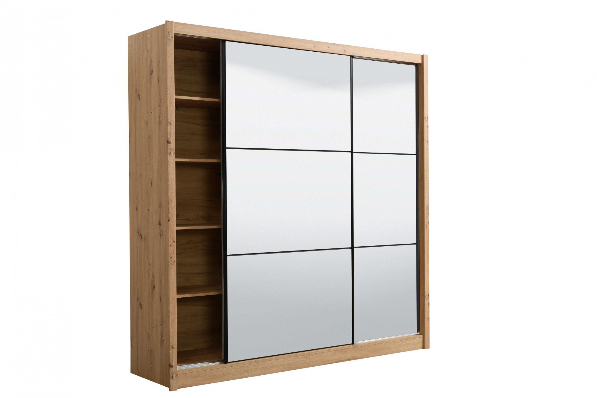 INOSIGN Schuifdeurkast Navara kledingkast met spiegel linnenkast met volledige spiegelfront, fsc®-gecertificeerd, 213,5x215,5x61cm
