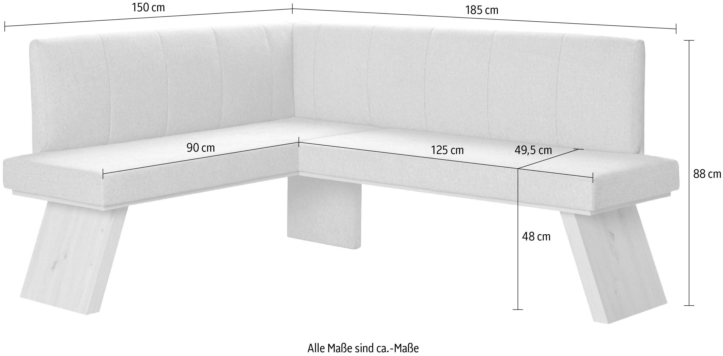 Home affaire Hoekbank Nina keukenbank, gestoffeerde bank, eettafelbank, breedte 185x 150 cm