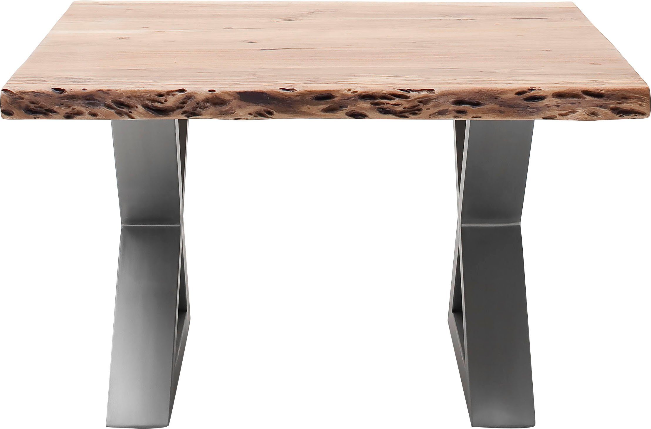 MCA furniture Salontafel Cartagena Salontafel massief hout met boomstamrand en natuurlijke kieren en gaatjes