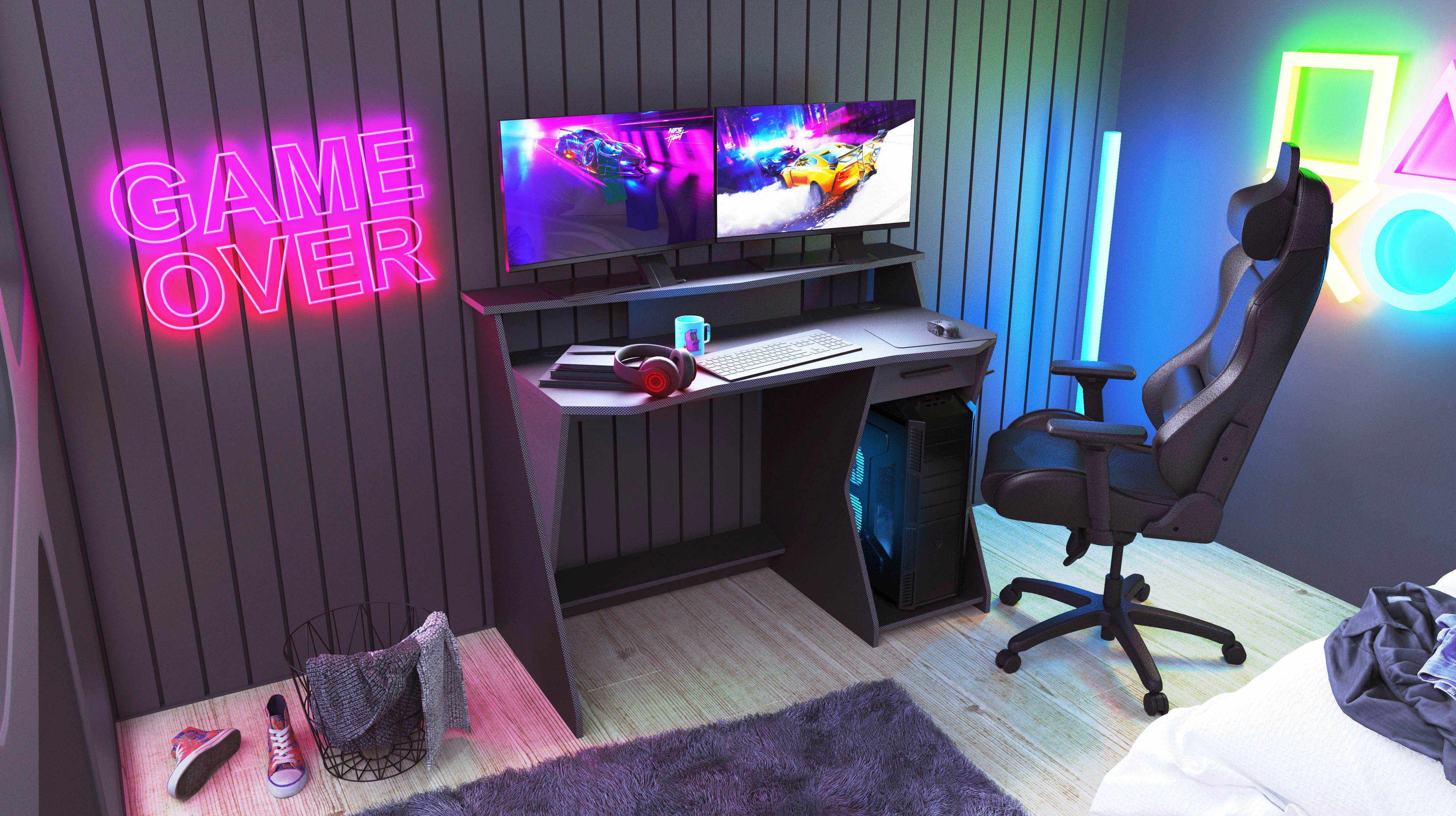 Demeyere GROUP Bureau Skin GAMER bureau met 1 lade, 1 plankopzet bureaus