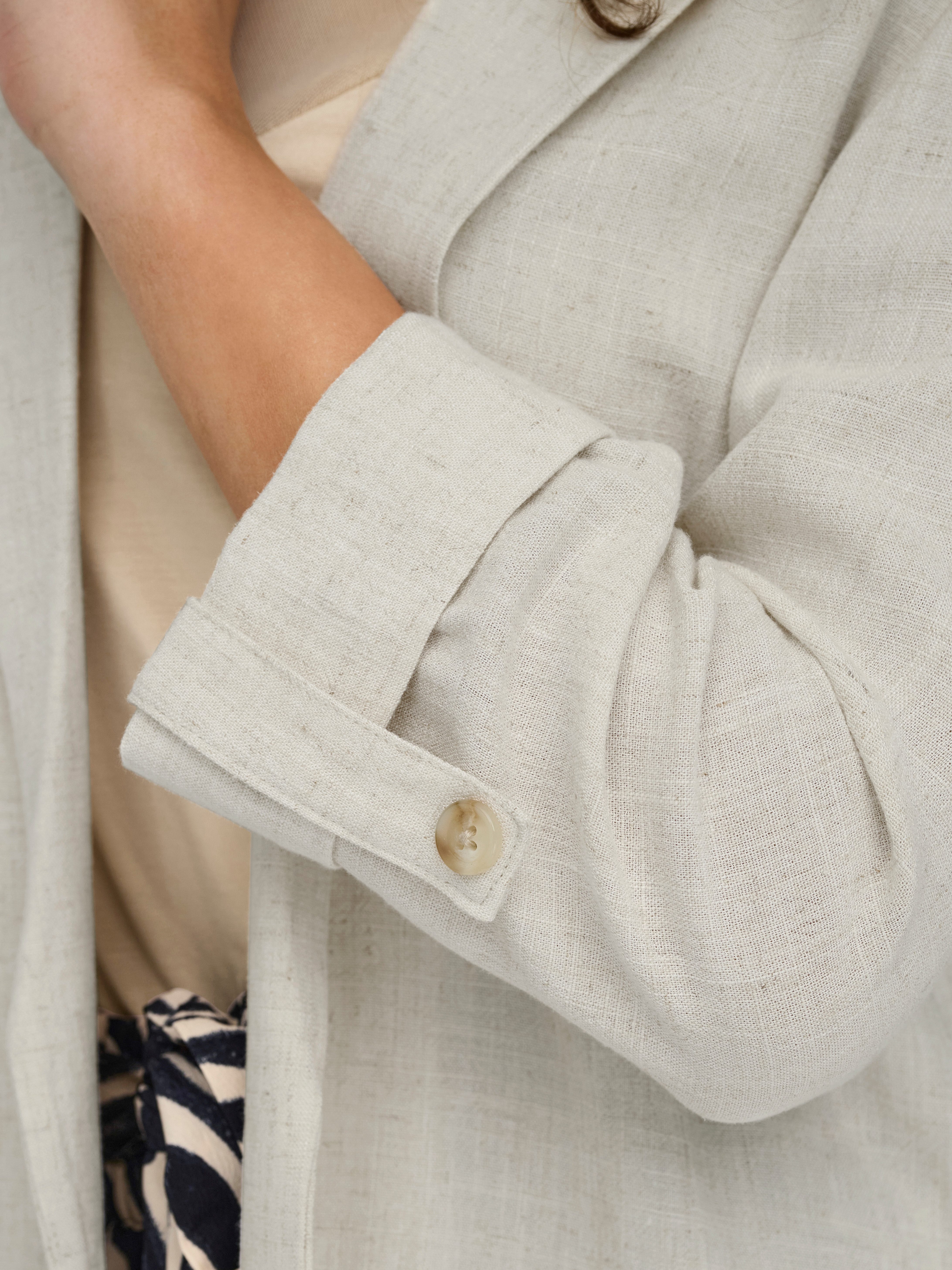 Only Lange blazer ONLSIESTA 3/4 OPEN LINEN BL BLAZER TLR