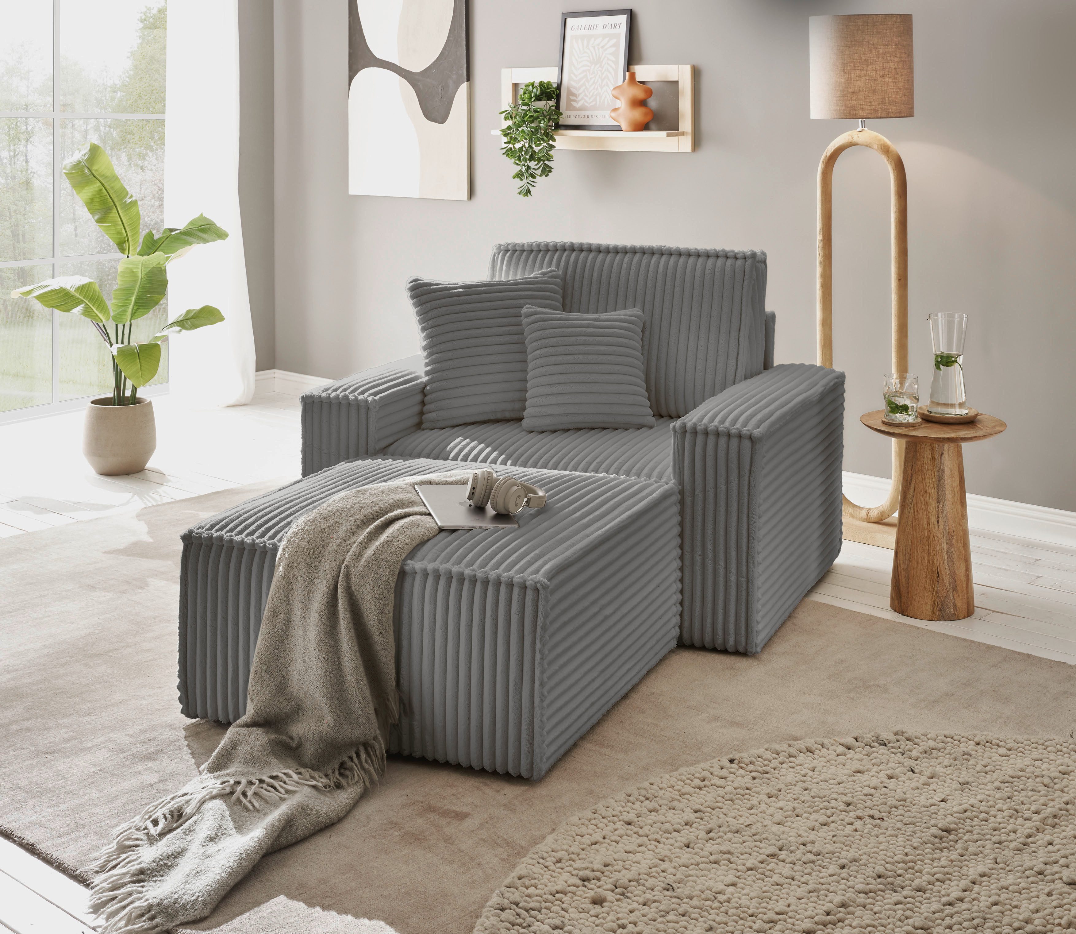 andas Loveseat Finnley Loveseat en hocker als set, passend bij de bekleding-serie Finnley (2-delig)