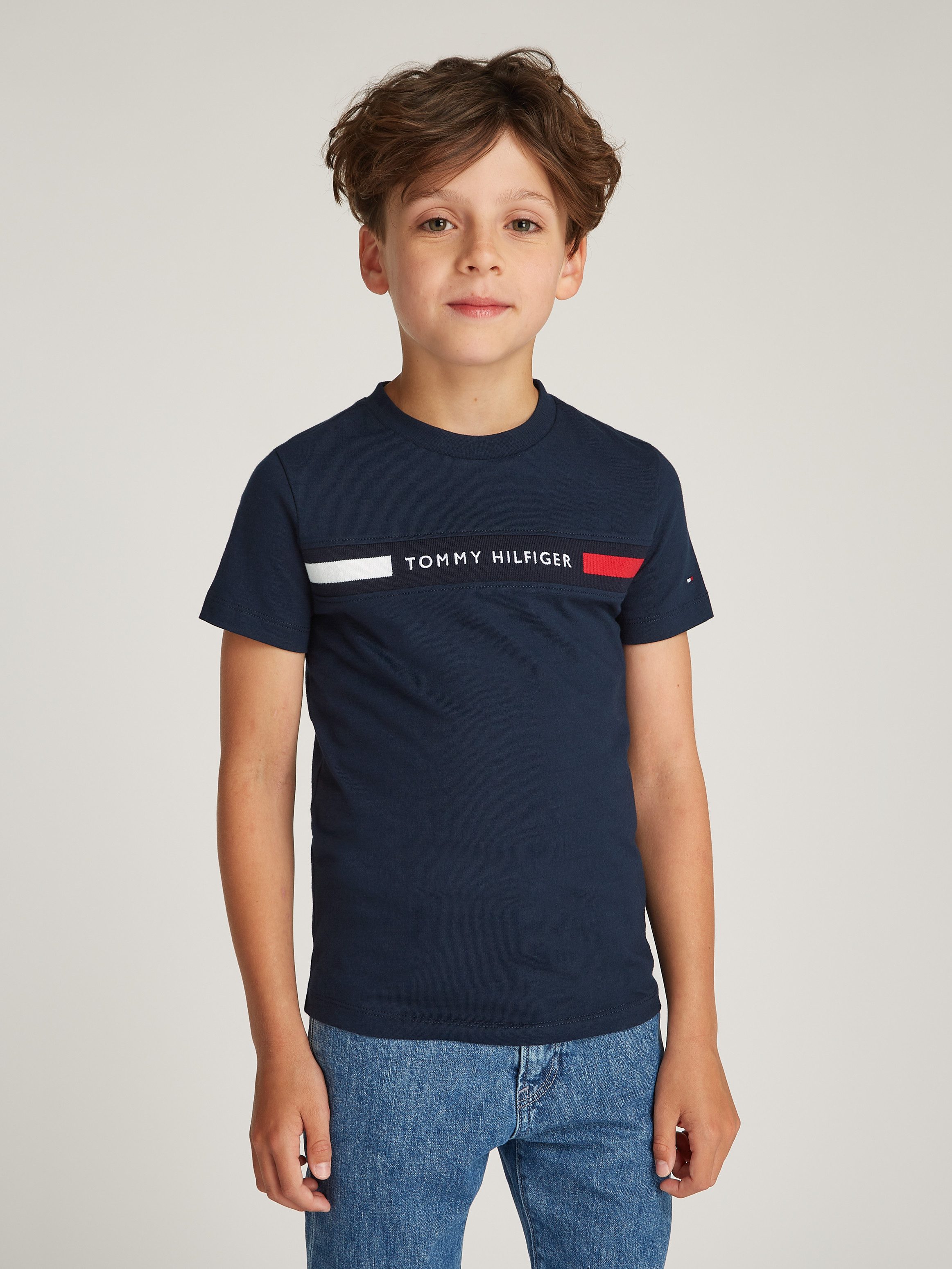 Tommy Hilfiger T-shirt TH RIB REG TEE SS in ribbellook, met logo-inscriptie