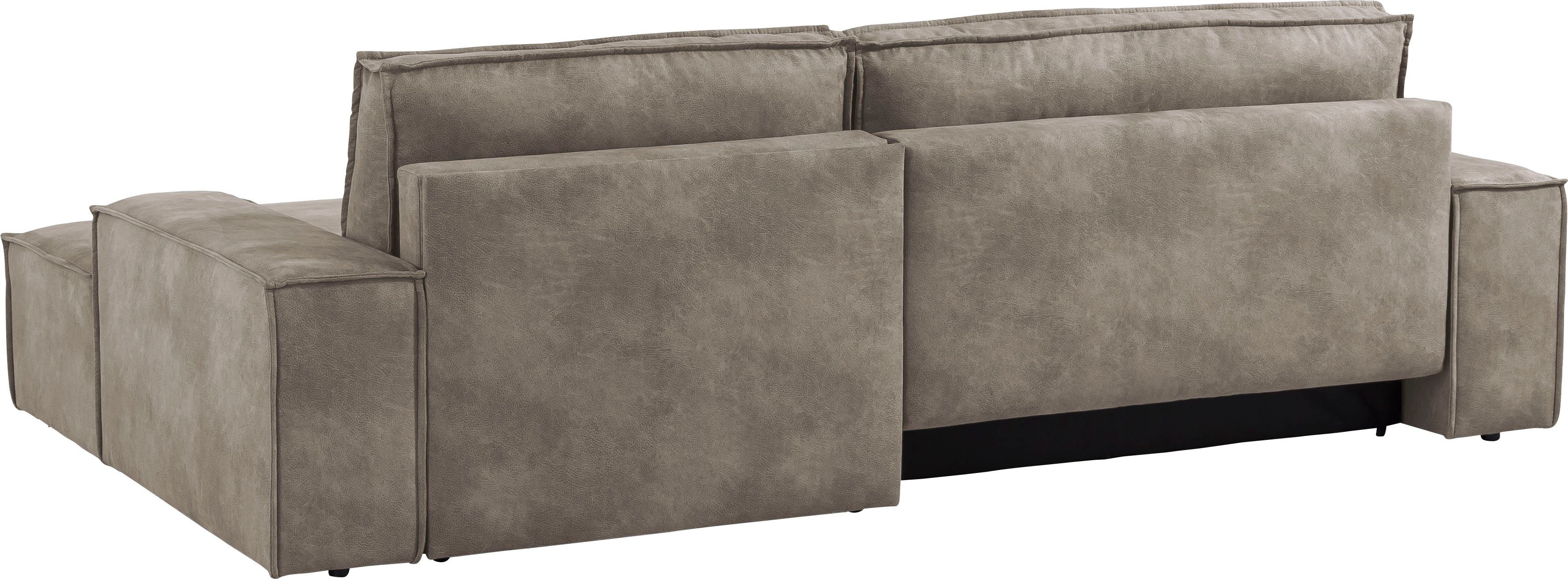 Home affaire Hoekbank SHERWOOD bedbank 267 cm, L-model, Slaapfunctie met bedlade (210x136 cm), cord, vintage, fluweel