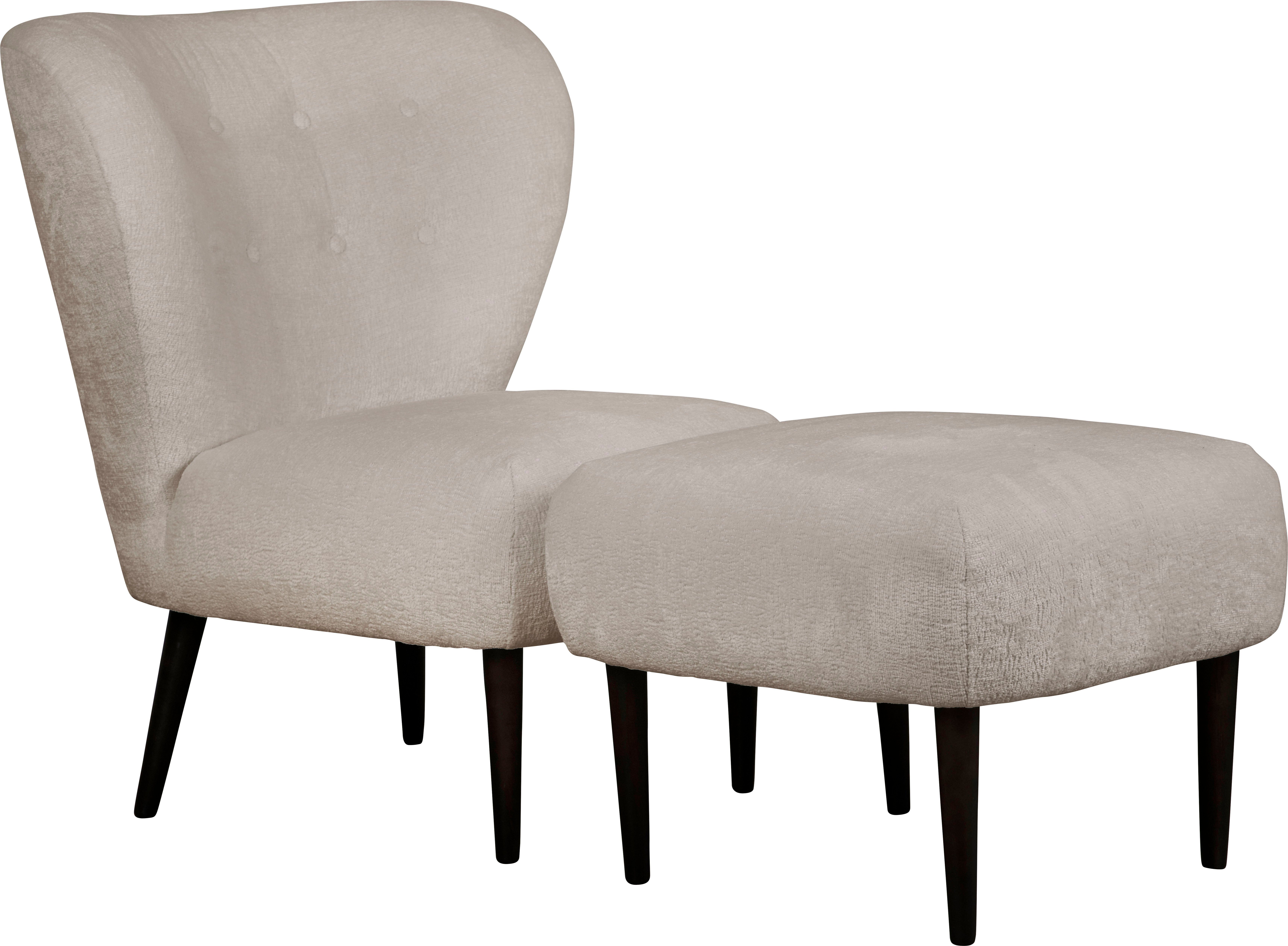 LeGer Home by Lena Gercke Fauteuil Dinah Knoopdetails op de achterkant, naar keuze met of zonder poef/voetenbank