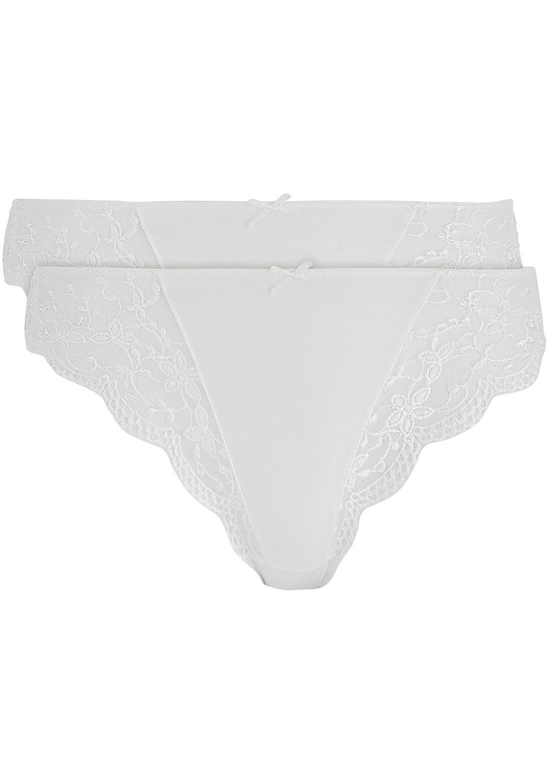 Nina Von C. String SILVER EDITION met gebloemde kanten inzetten (2 stuks Set van 2)